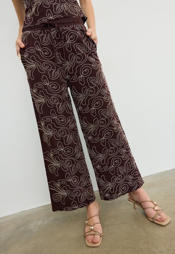 pantalon culotte bordado