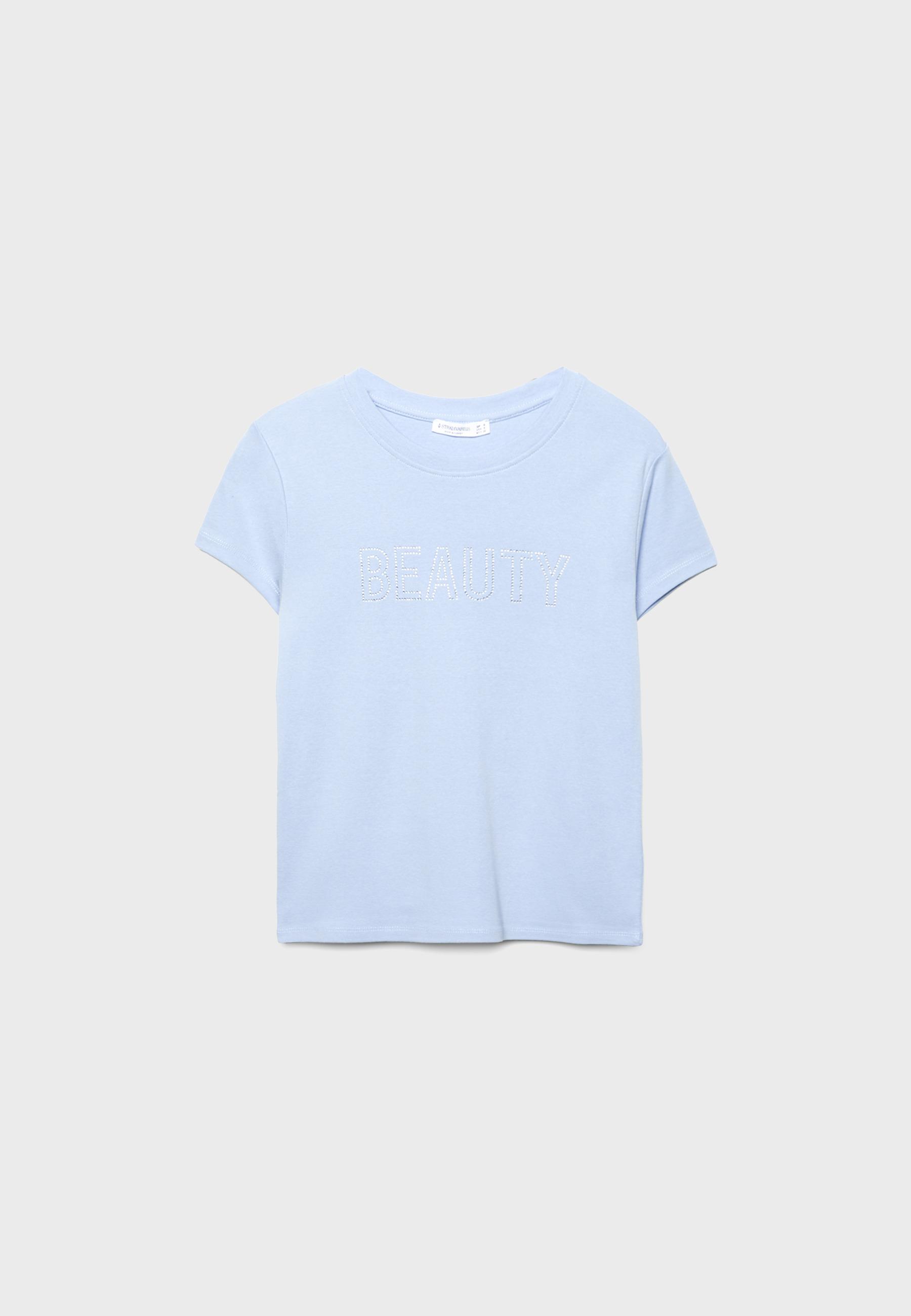 Fitted graphic short sleeve T-shirt — Sky blue