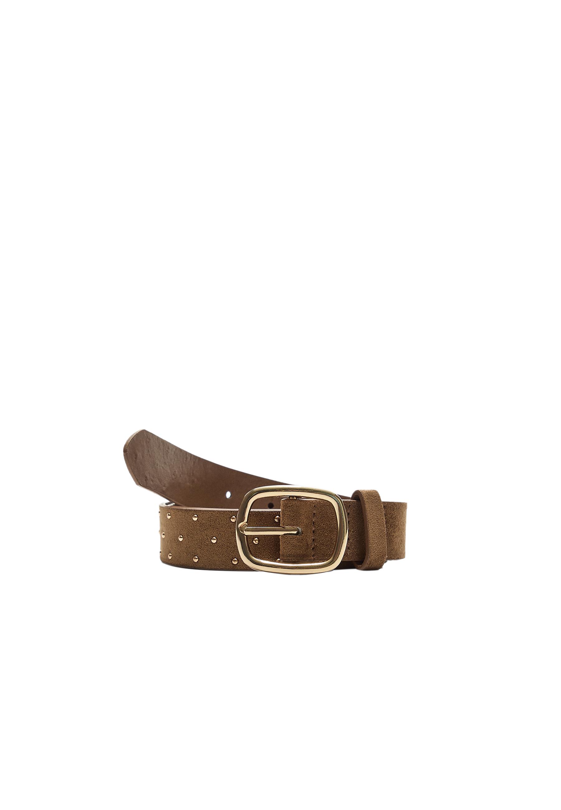 Belt with gold studs — Beige