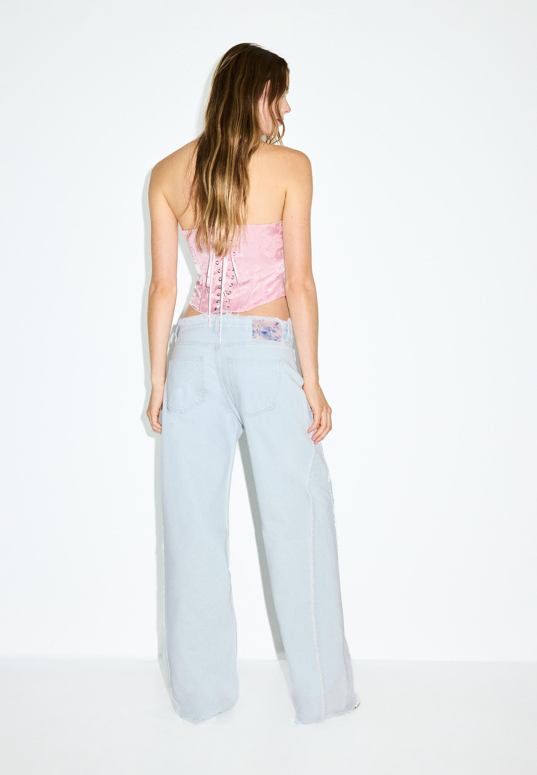 Low-waist wide-leg rework jeans — MEDIUM LIGHT BLUE DENIM
