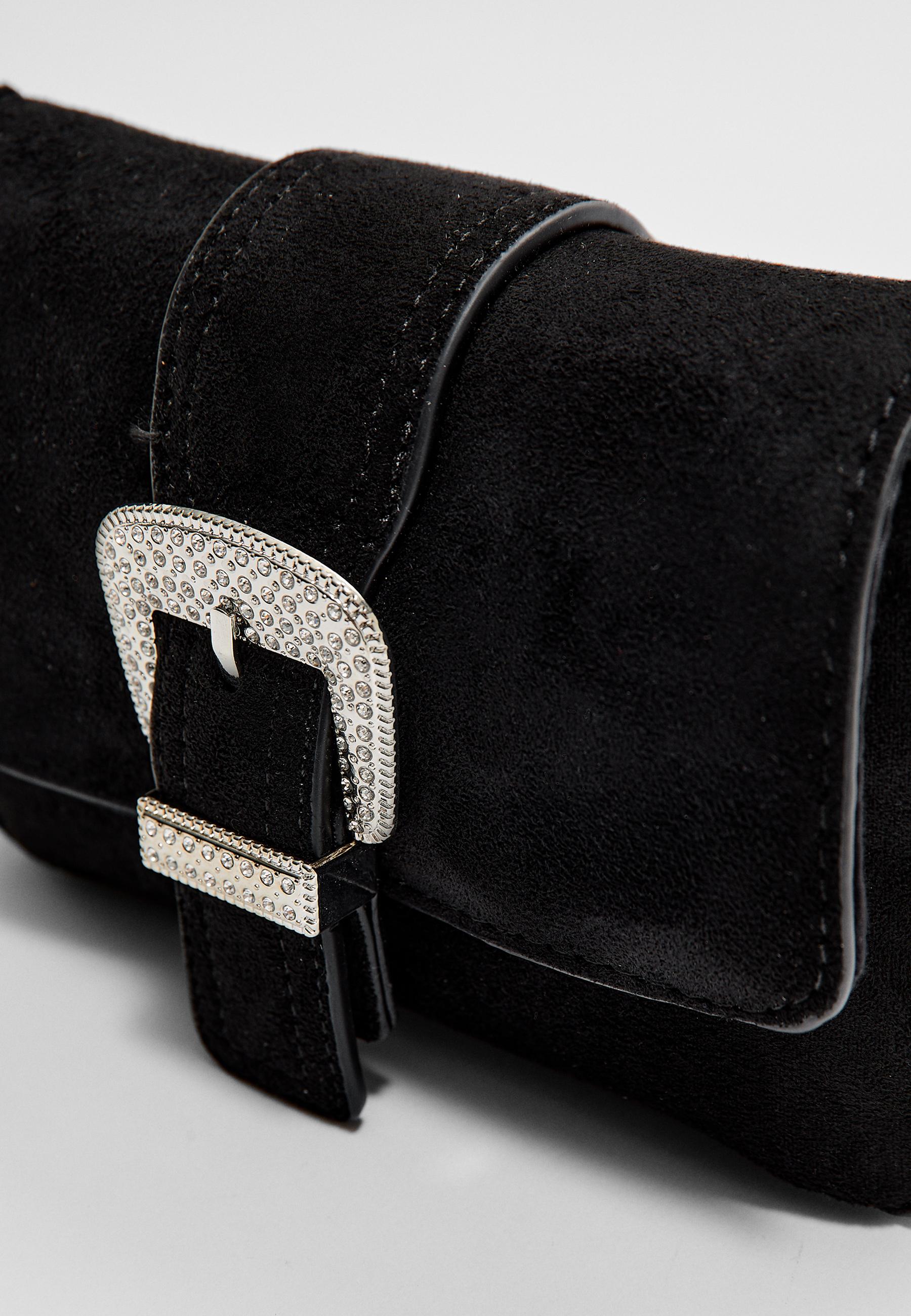 Crossbody bag with rhinestone buckle