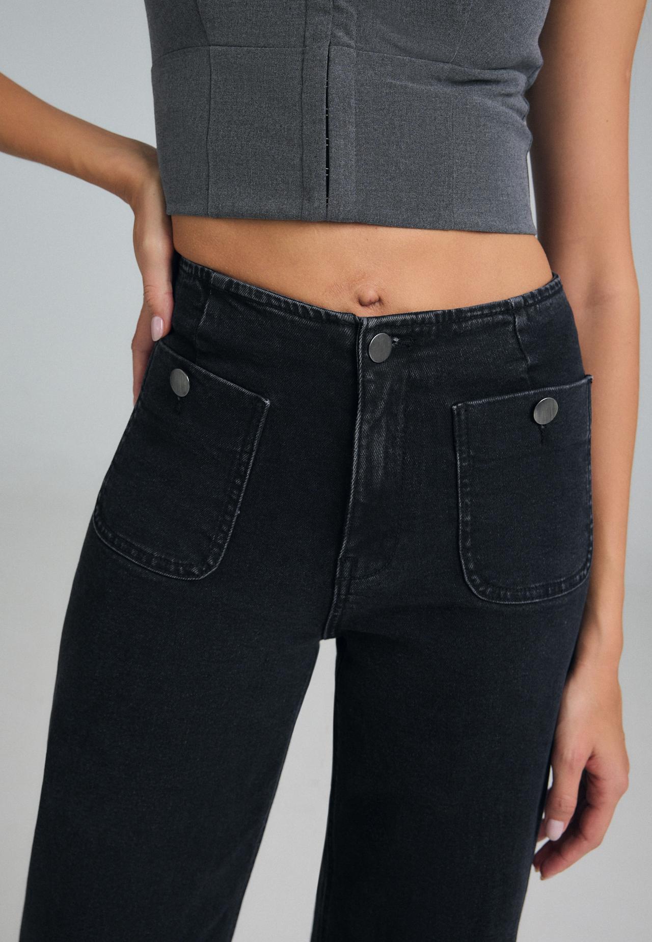 D77 Minimalist jeans with pockets — BLACK DENIM RINSE WASH