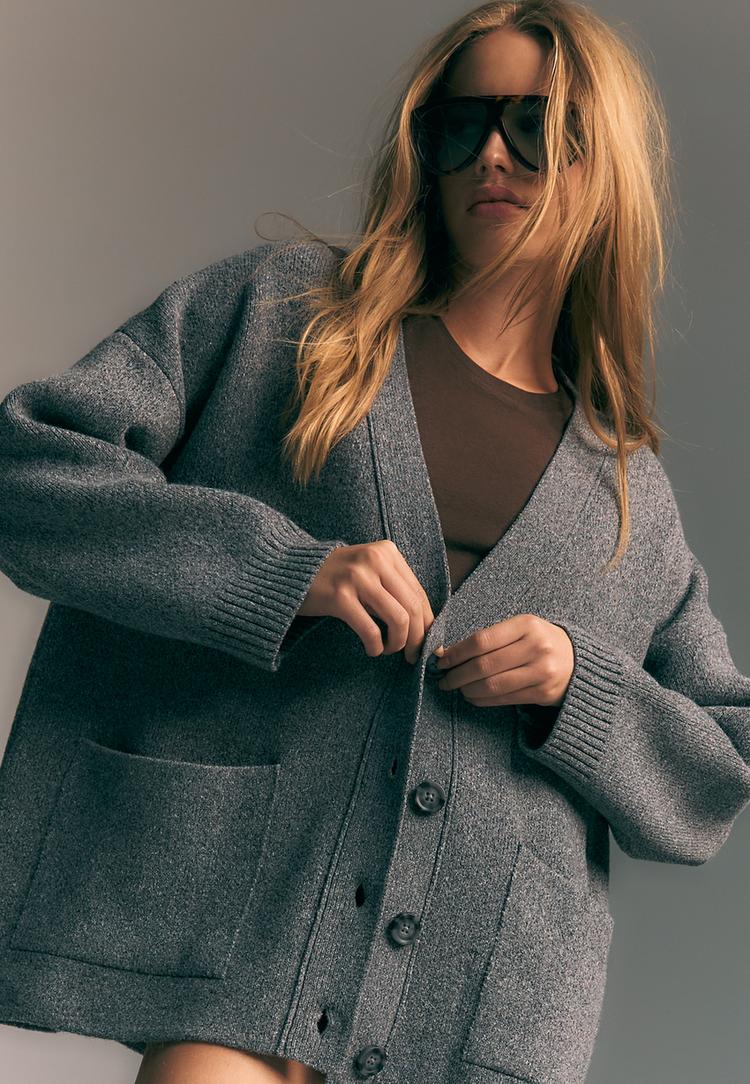 veste regular maille a boutons