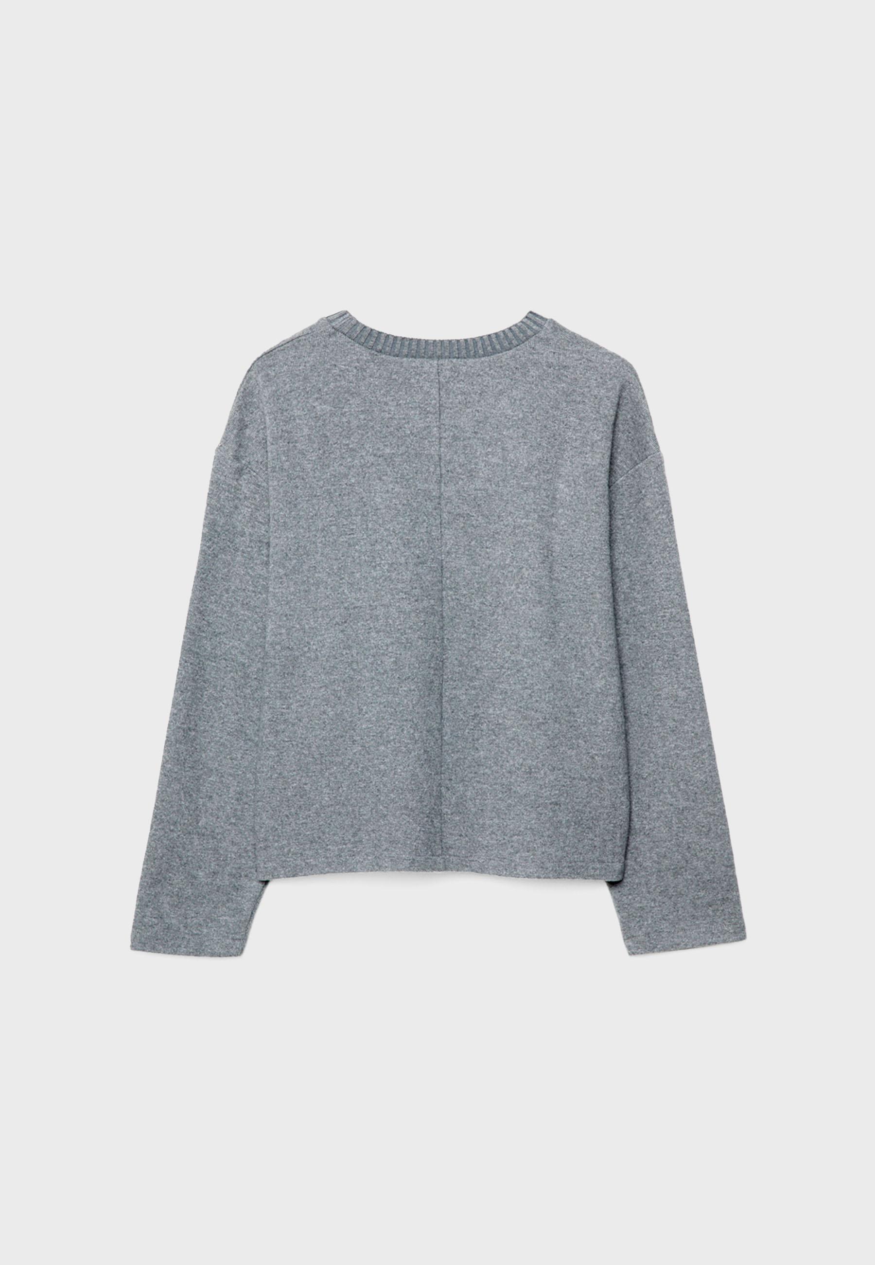 Knit round neck T-shirt — Dark grey