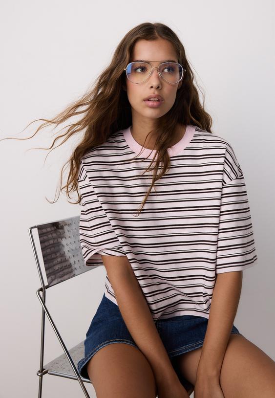 t shirt manches courtes raye