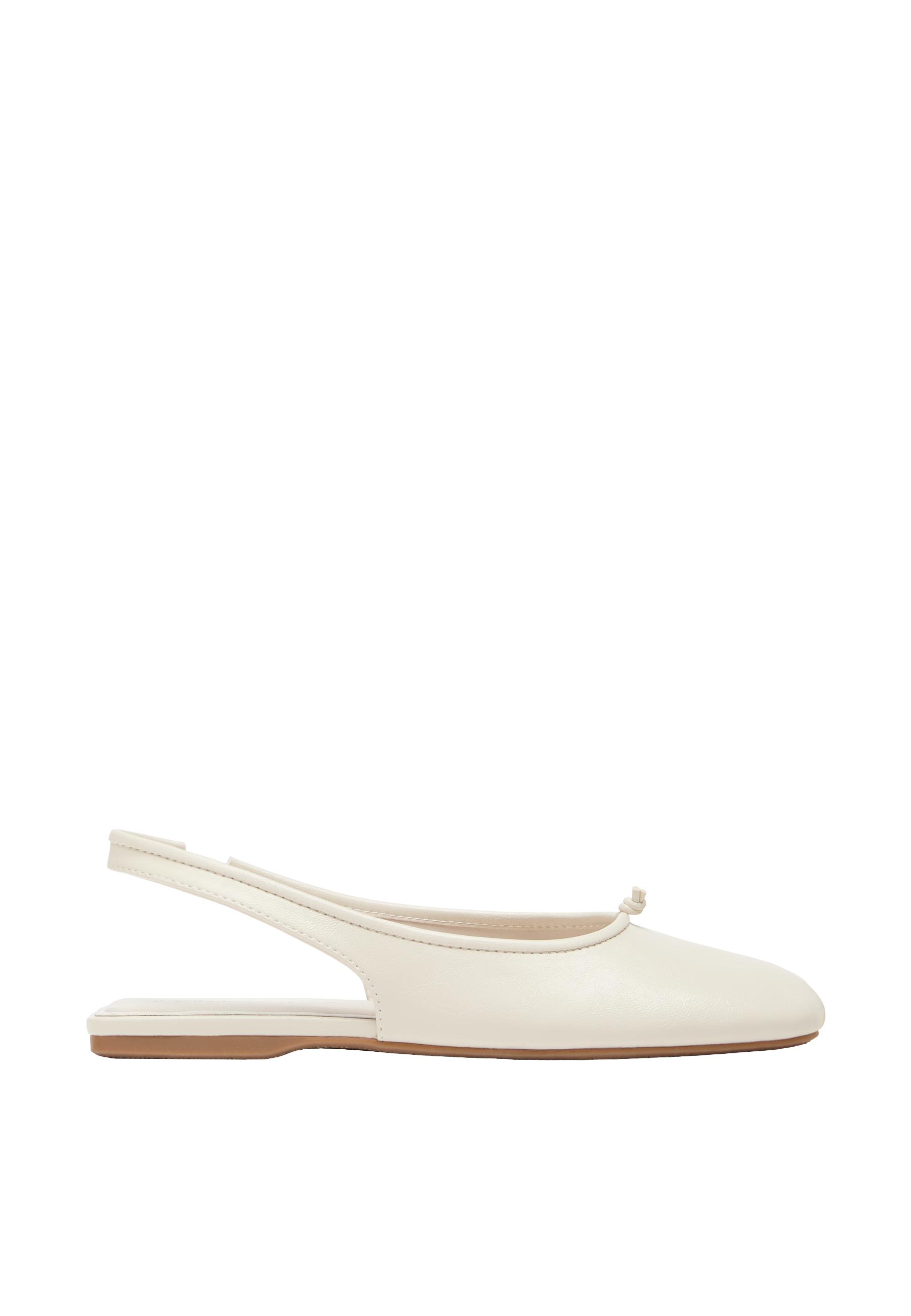 Leather-effect slingback ballet flats — ECRU