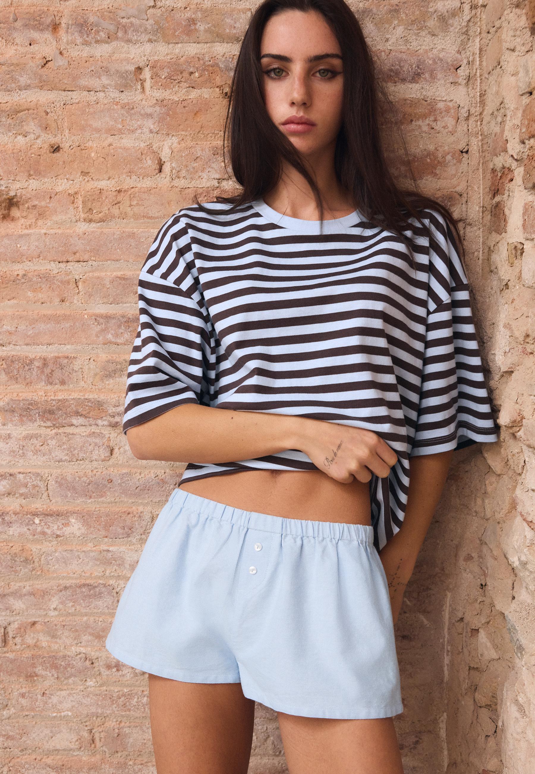 Mini buttoned shorts — Sky blue