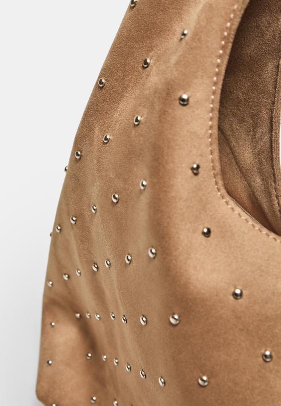 soft touch shoulder bag with rhinestones