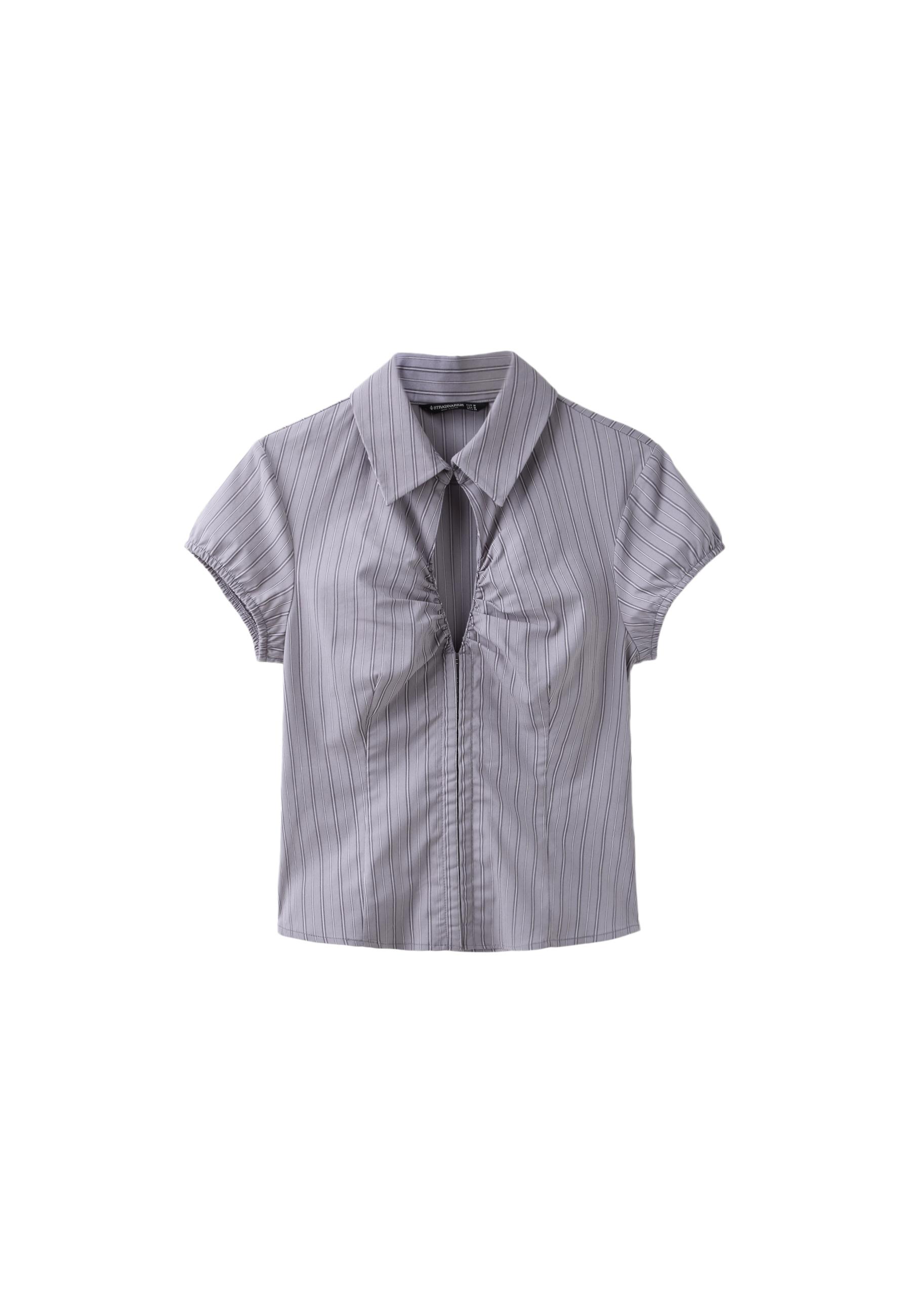 Short sleeve cut-out shirt — Pearl grey