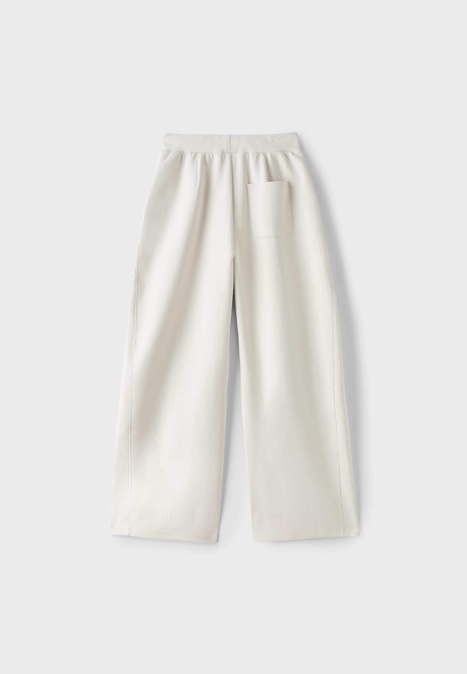 Wide-leg barrel jogger trousers — Vanilla