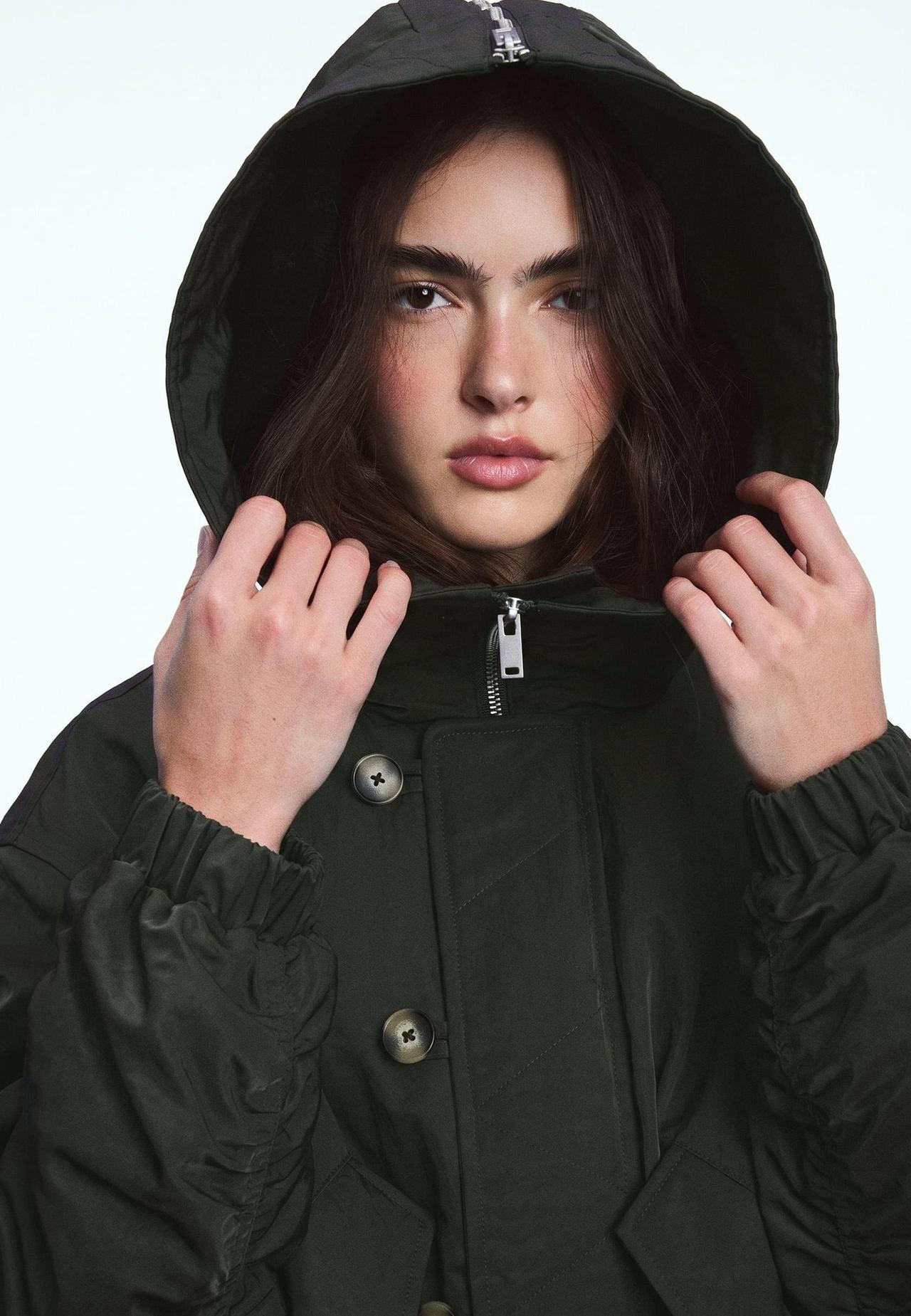 Bomber jacket with faux fur neck — Khaki