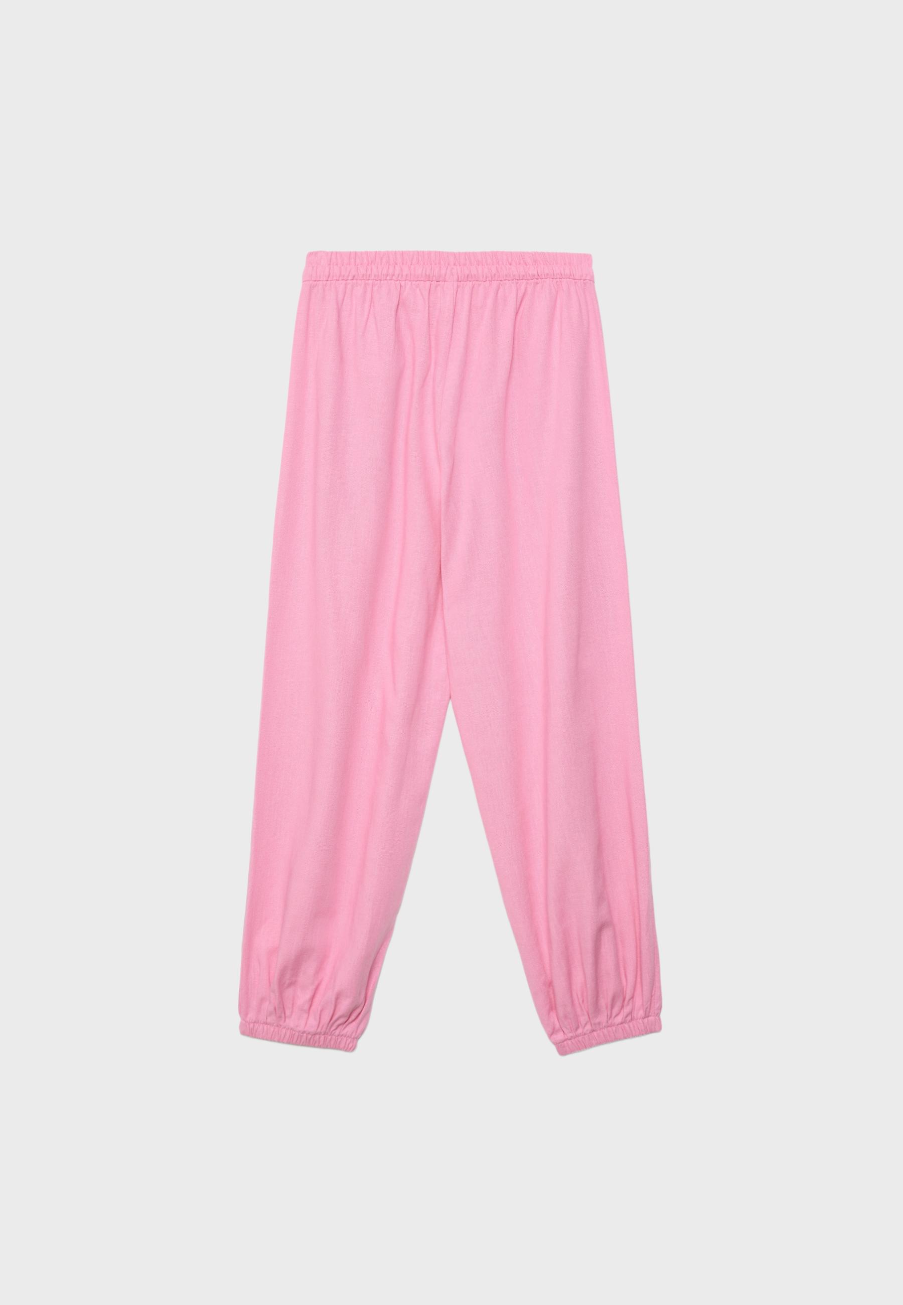 Linen-look sarouel trousers — Pastel pink
