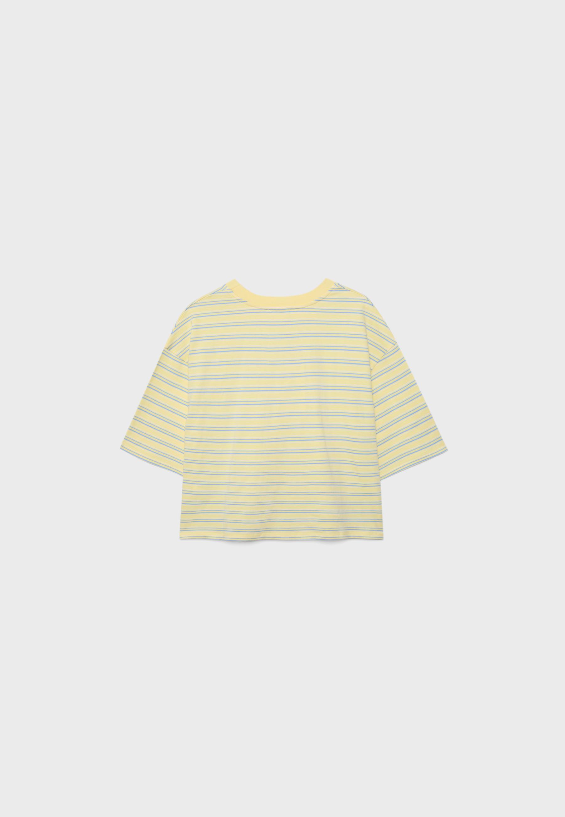 Striped short sleeve T-shirt — Pastel yellow