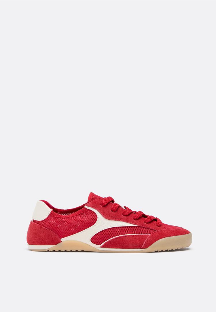 zapatillas mesh detalles piel