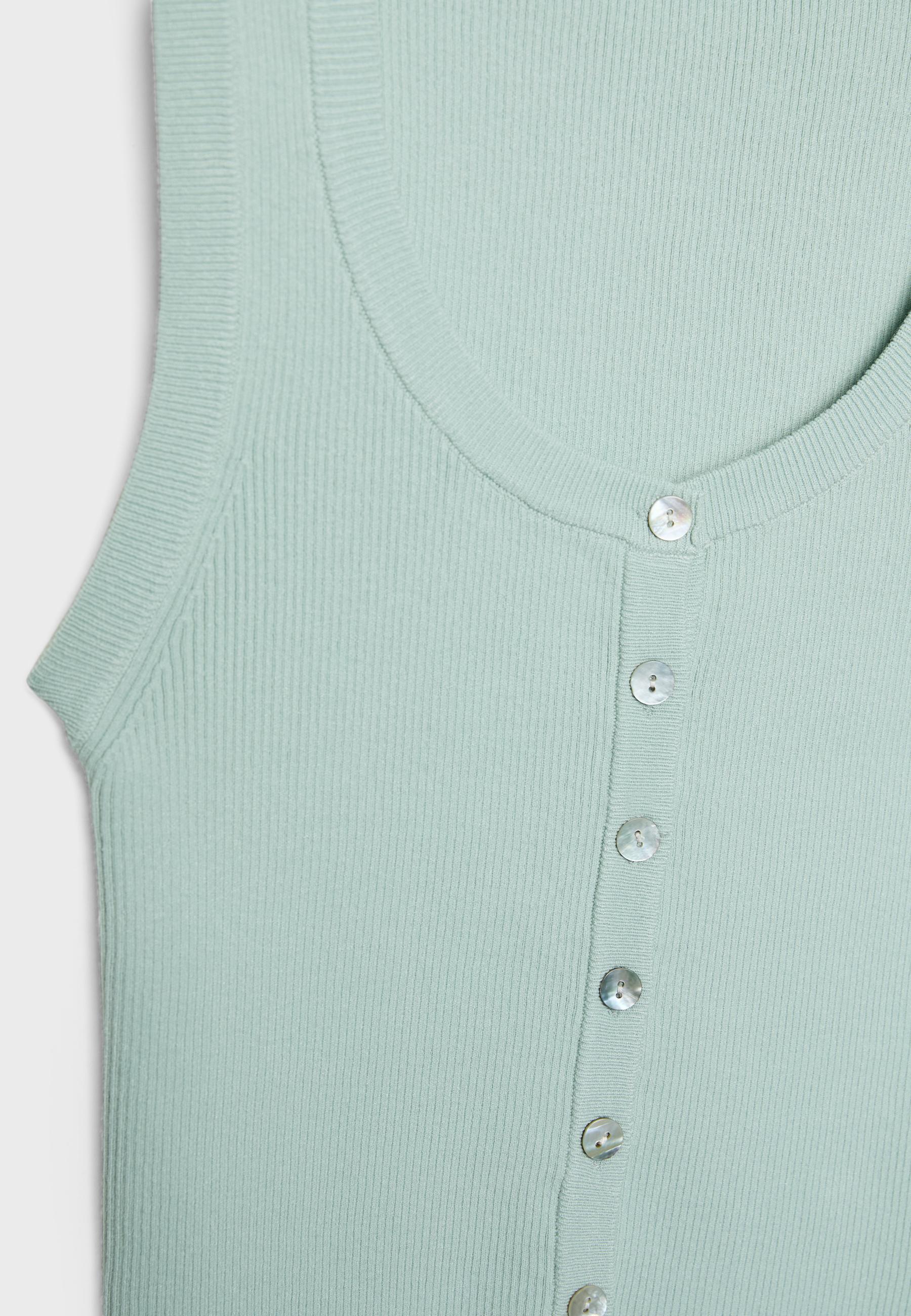 Ribbed knit top with buttons - Women's fashion