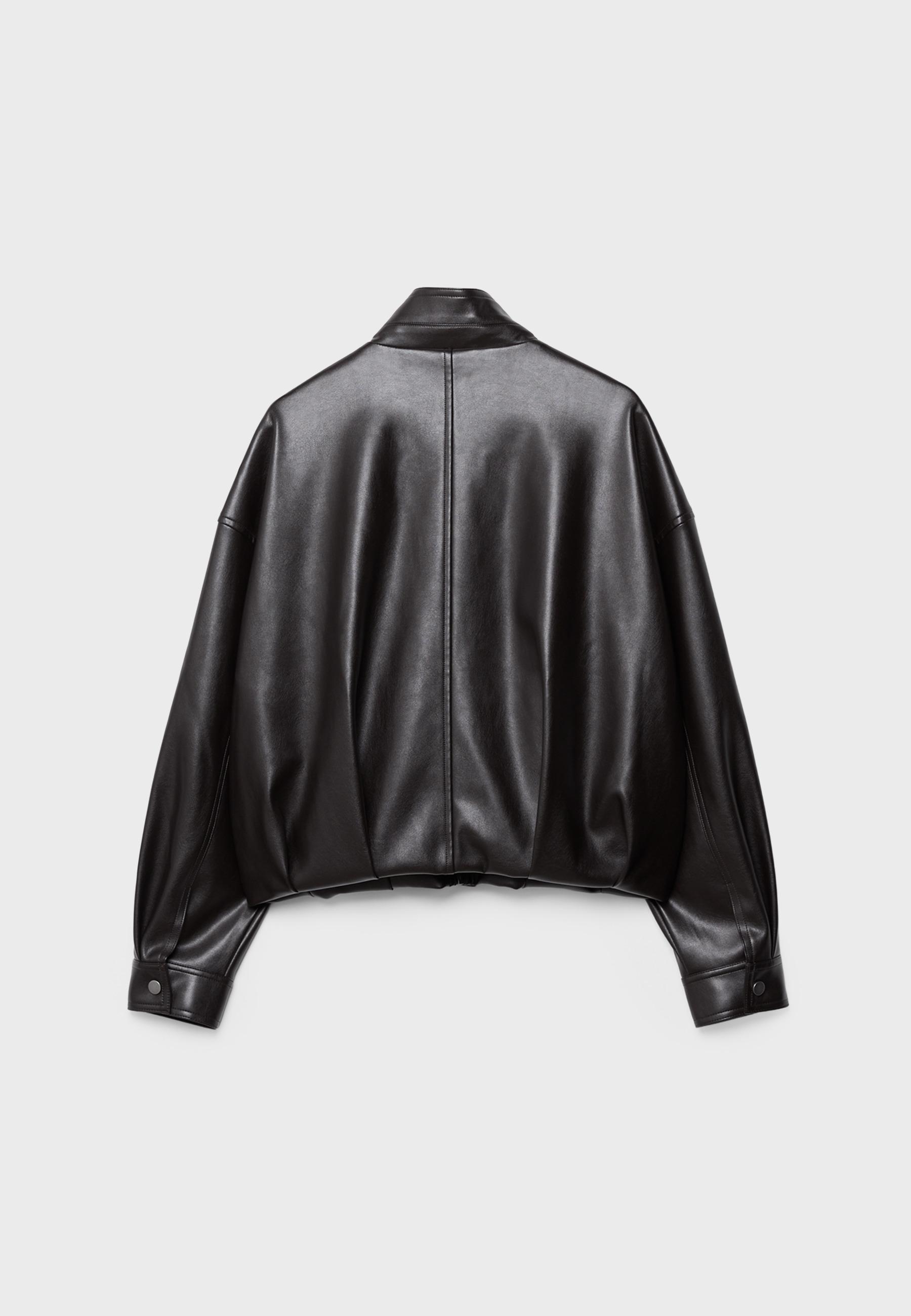 Leather effect belted bomber jacket — Brown