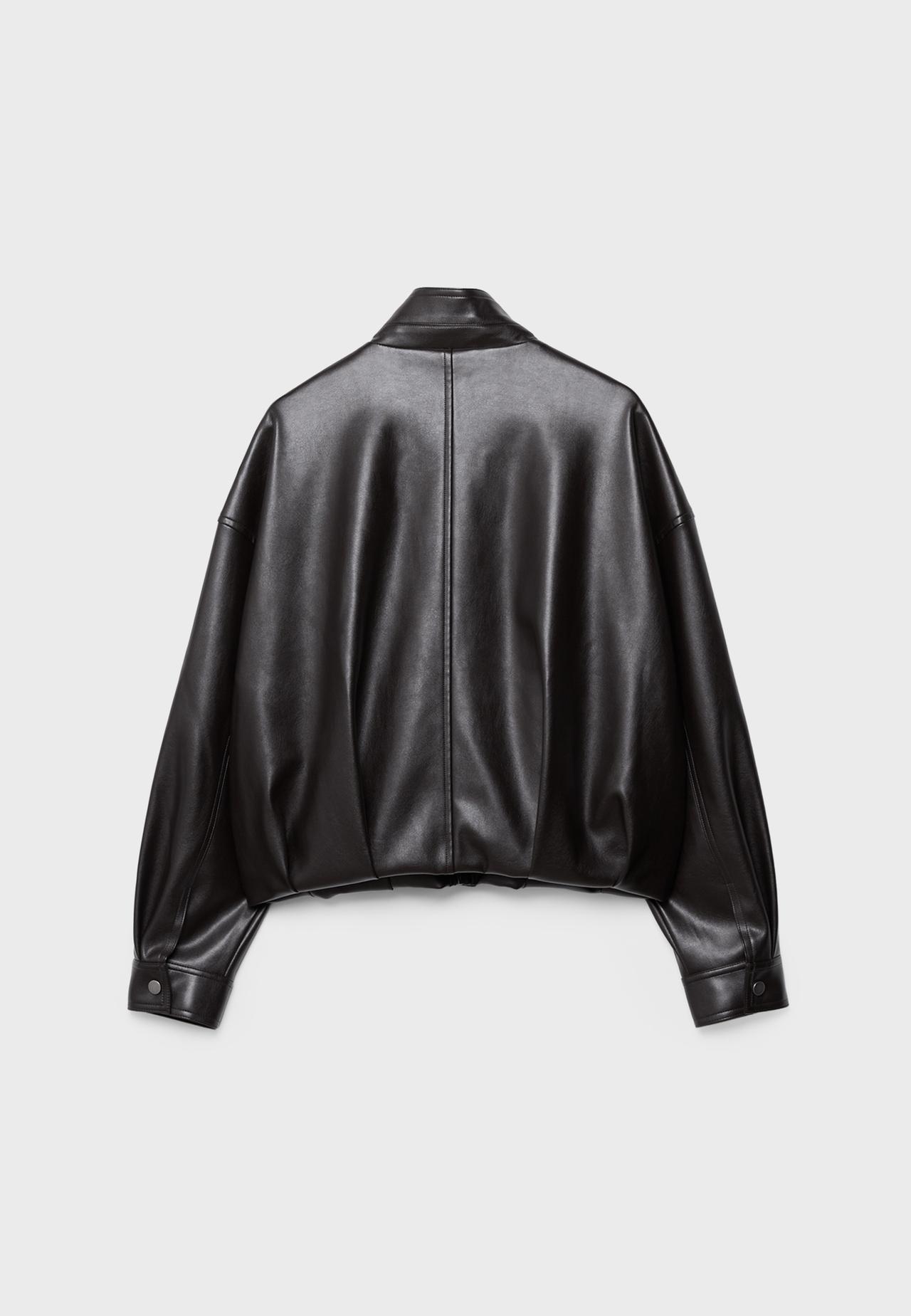 Leather effect belted bomber jacket — Brown