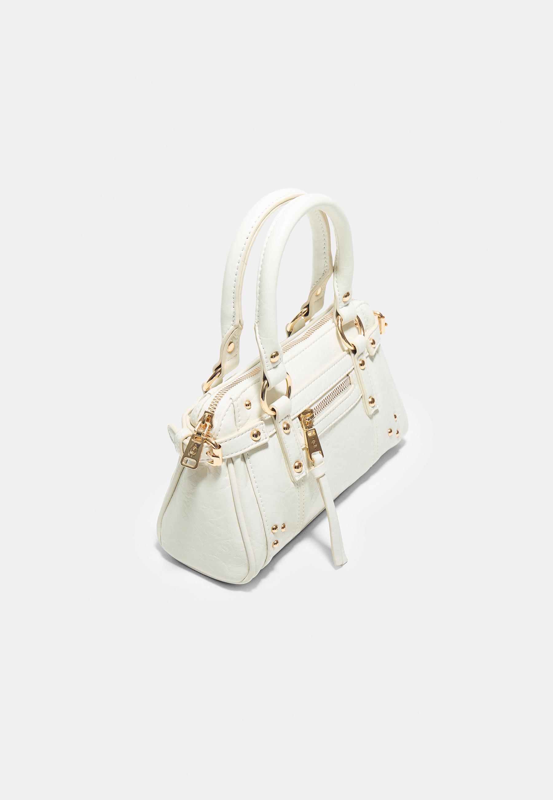 Studded pocket crossbody bag — Ecru