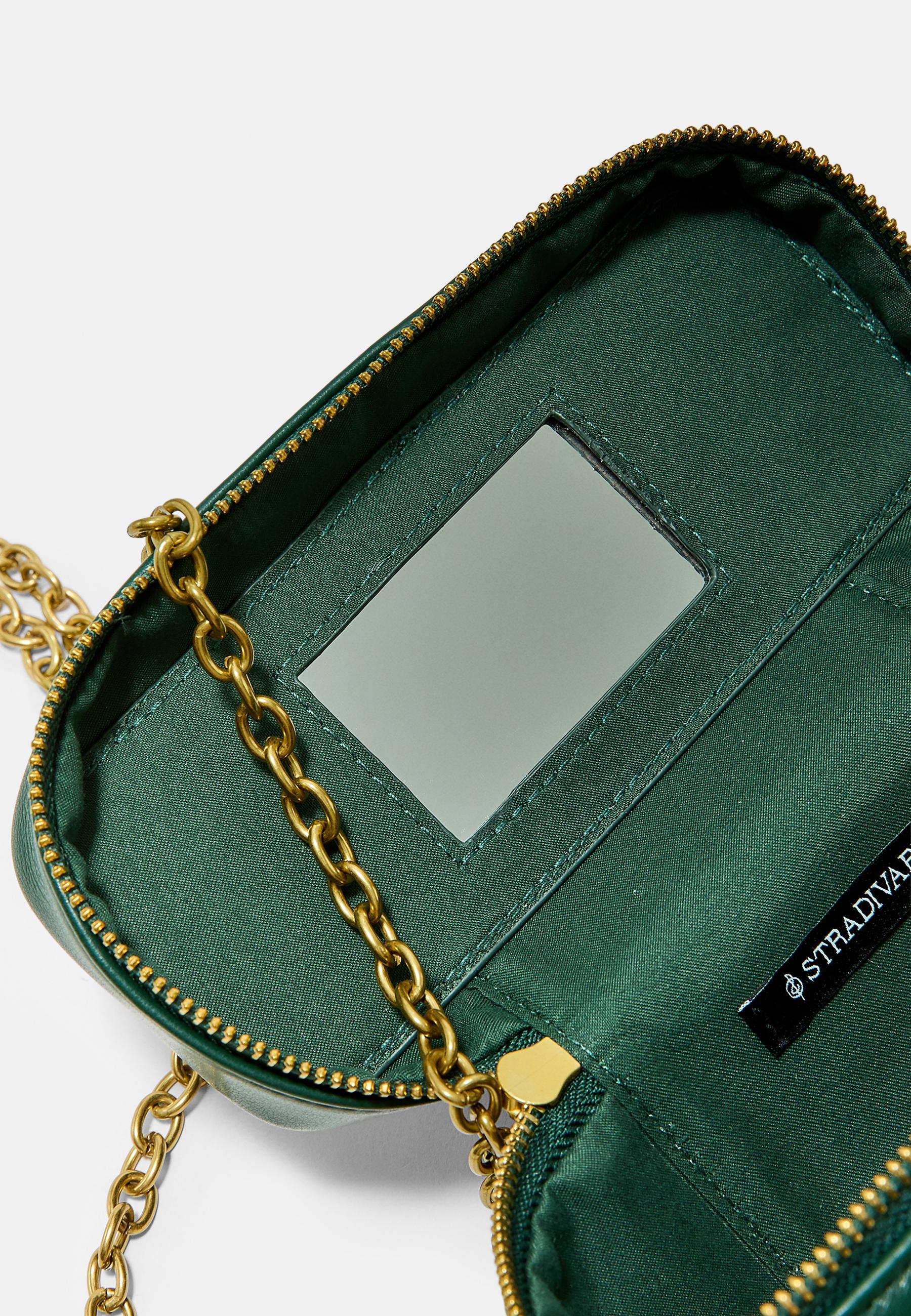 Quilted crossbody bag with handle — Bottle green