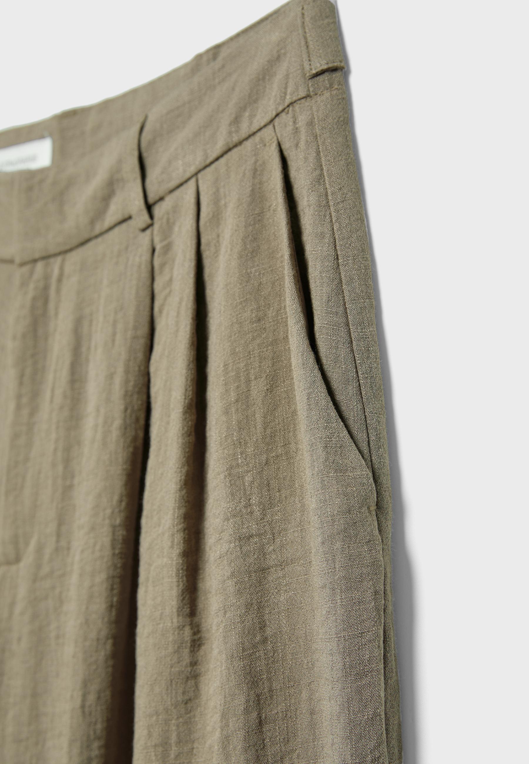 Ayarlanabilir düğmeli keten karışımlı bol paça pantolon - Görsel 10