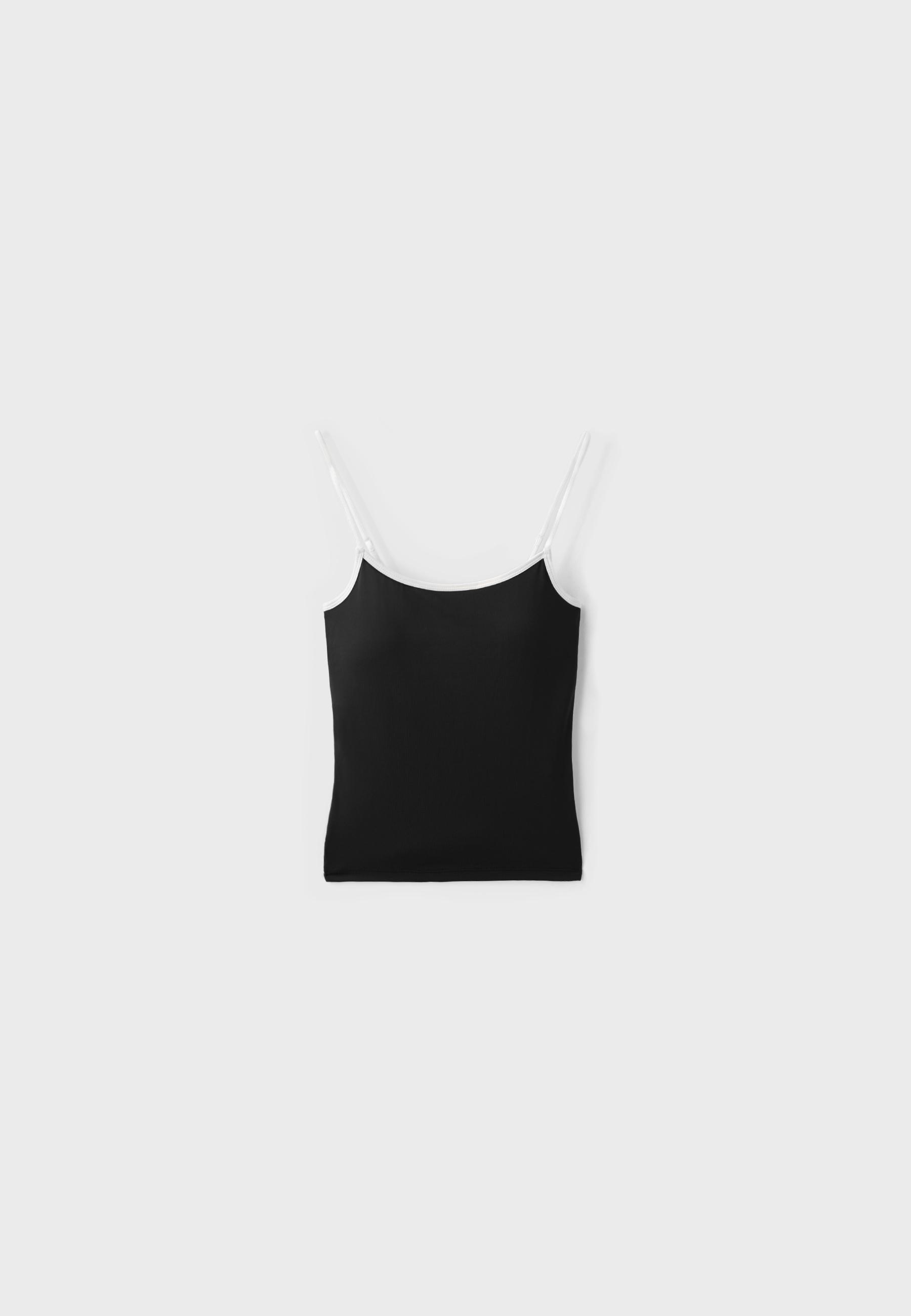 Polyamide strappy top with cups — Black