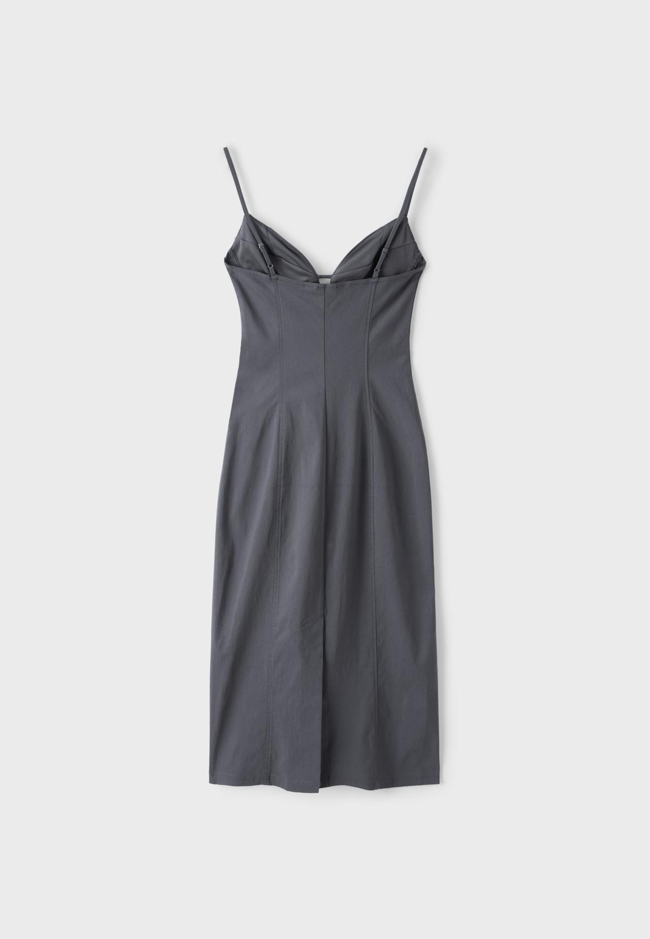 Strappy Bengaline midi dress — Dark grey