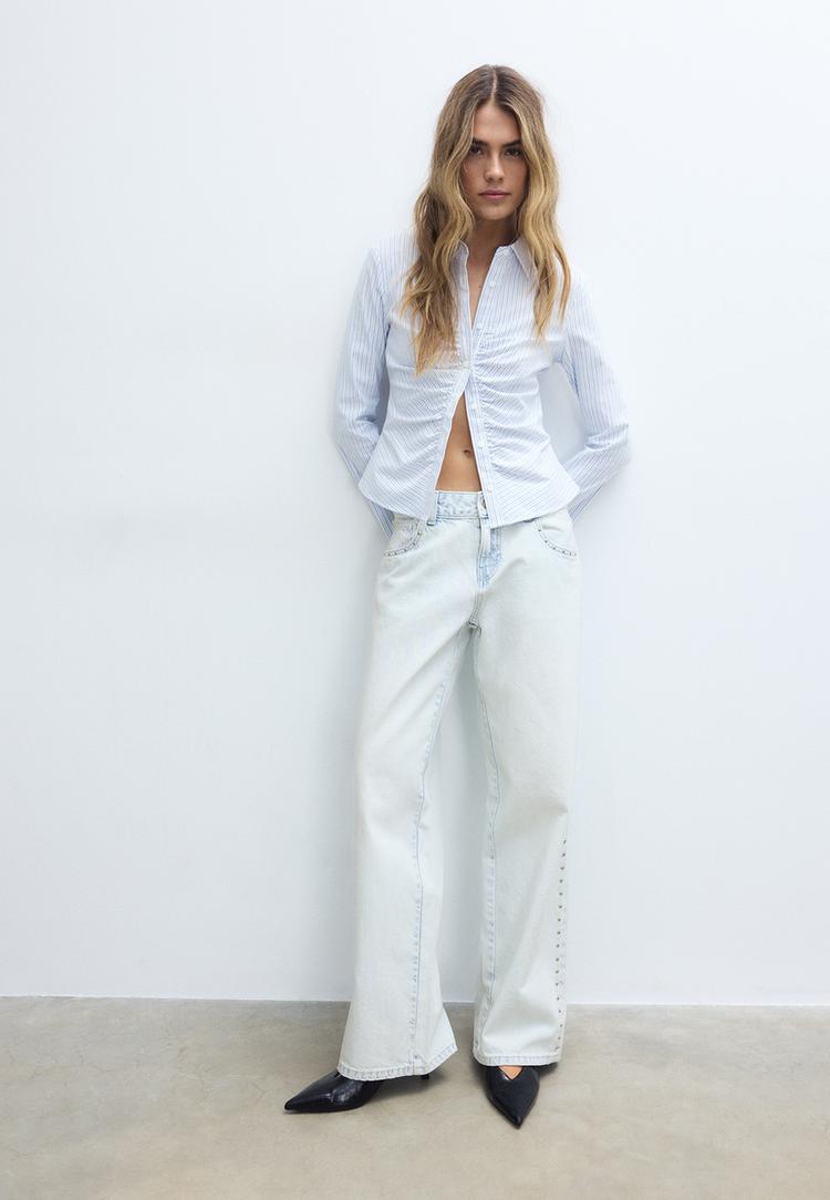 jean wide leg loose a clous