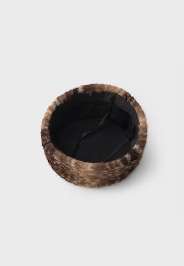 Round animal print hat — Brown 3