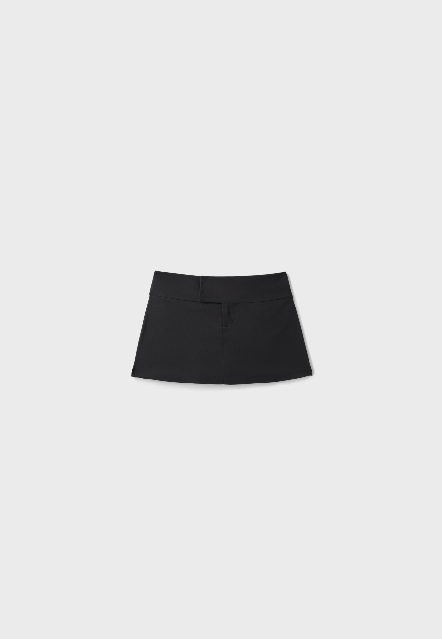Wide waistband mini skort — Black