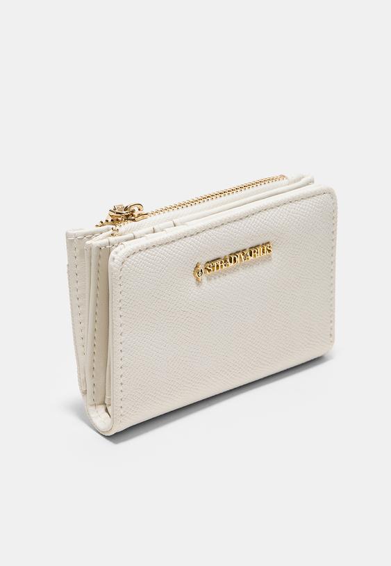Stradivarius Saffiano Card Holder Purse White Os