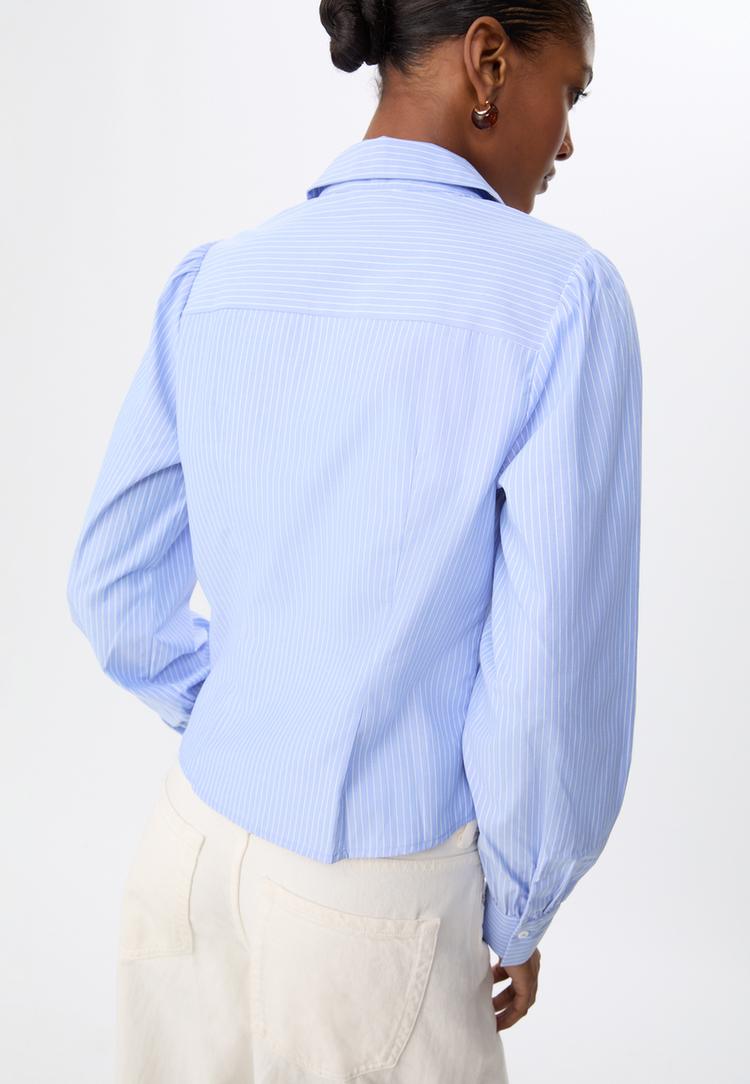 camisa basica popelin abullonada rayas