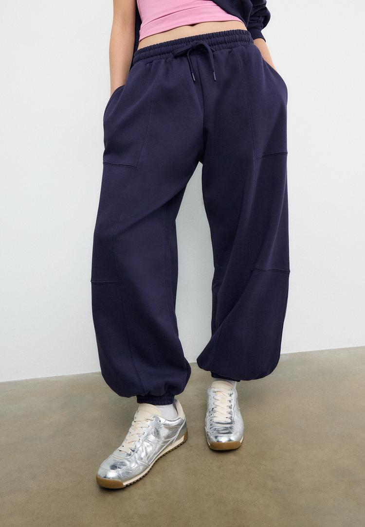 pantaloni jogger a palloncino in felpa