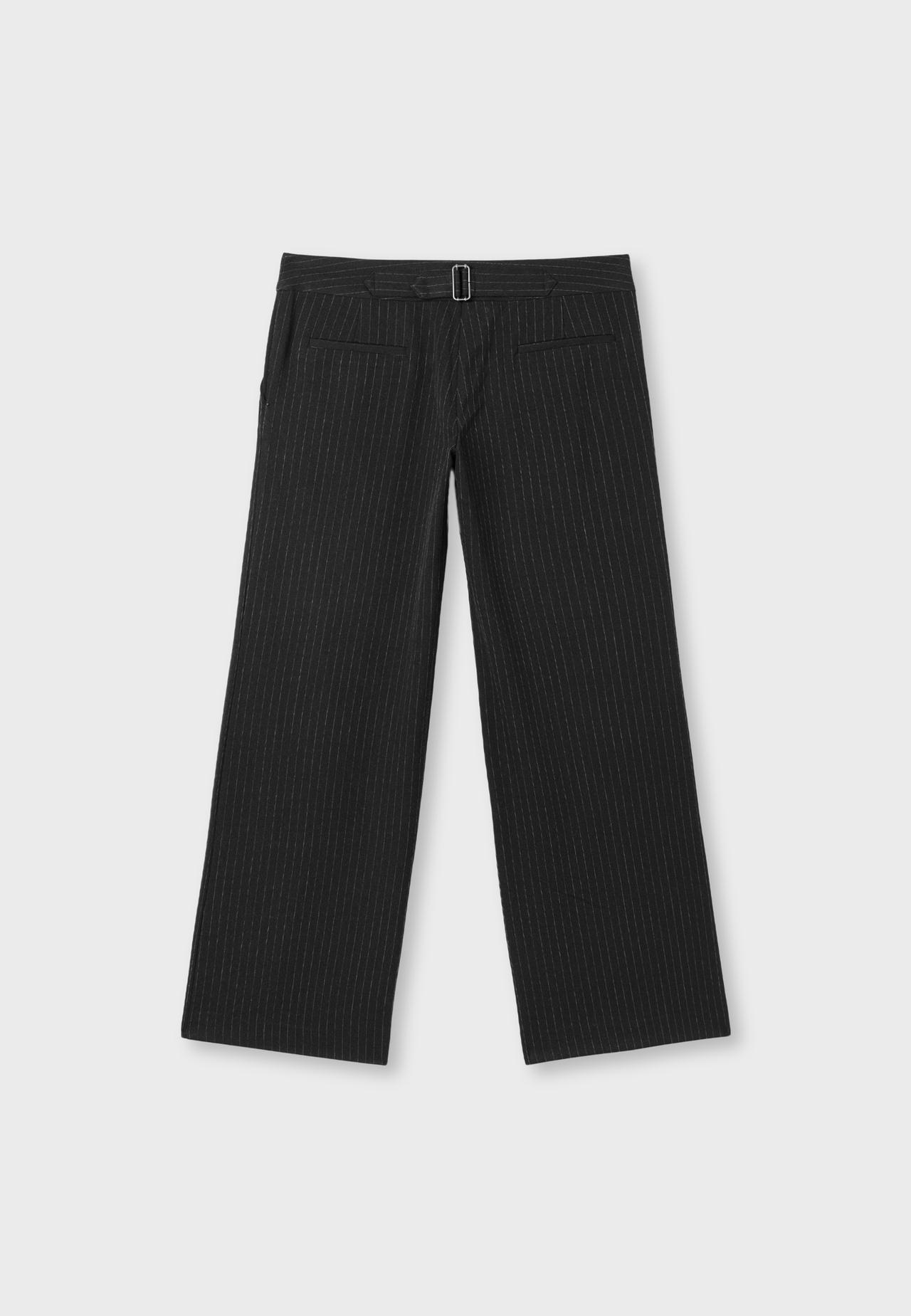 Striped low-rise smart trousers — Dark grey
