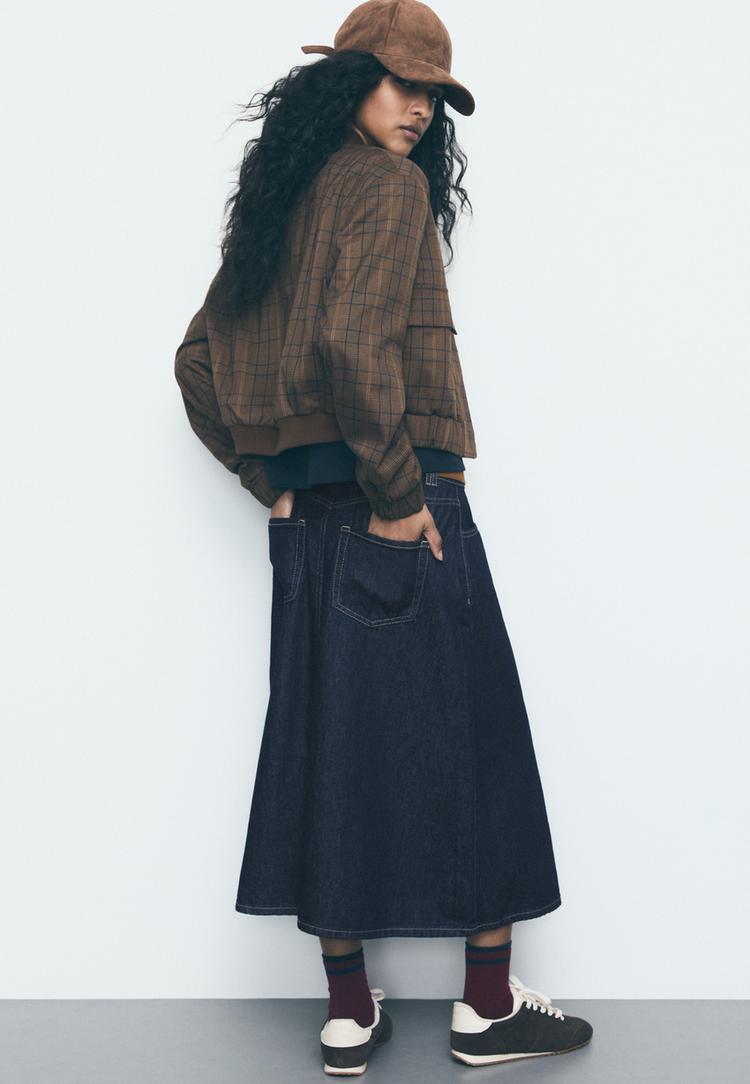 falda midi denim cinturon