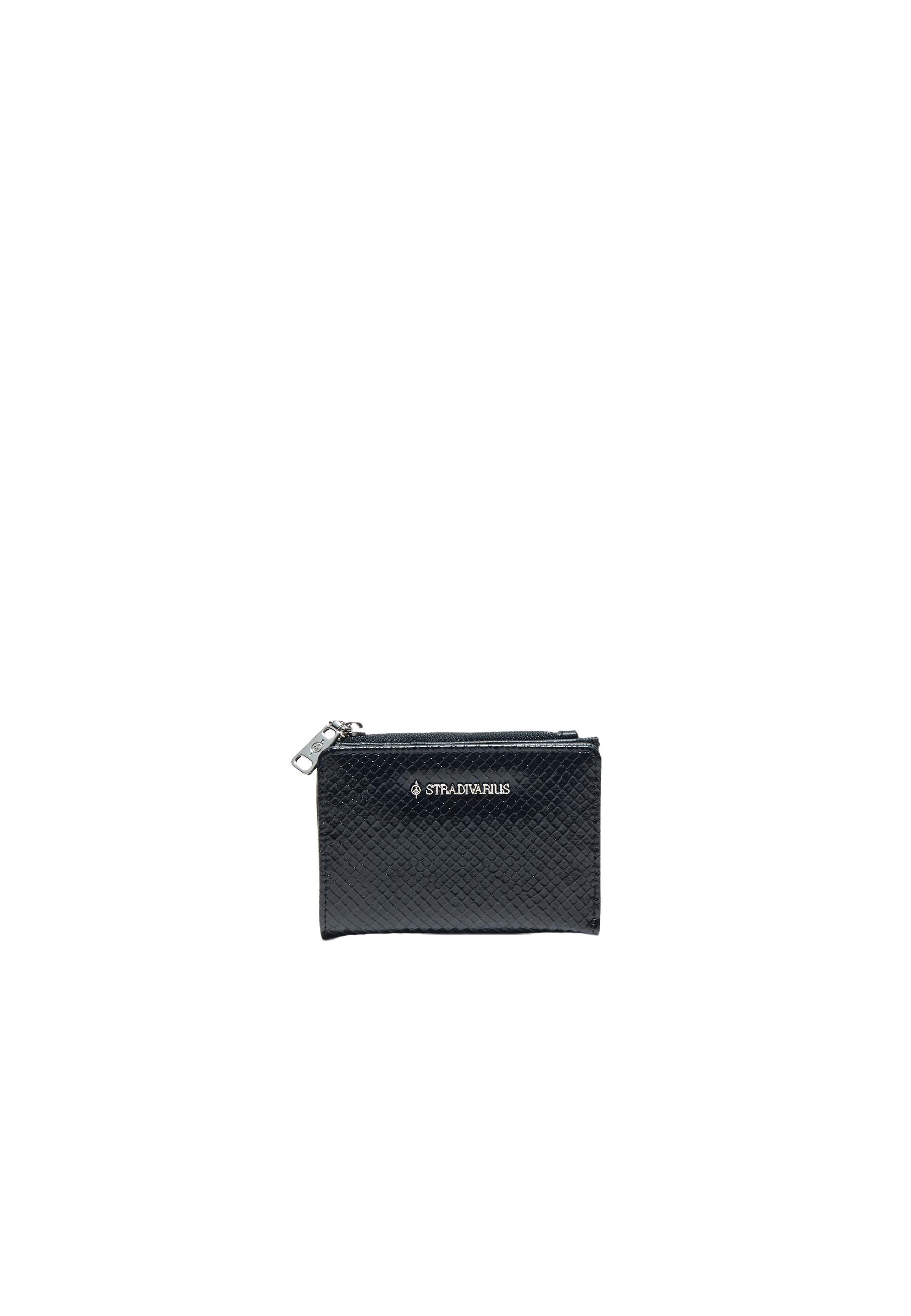 Snakeskin print card holder purse — Black