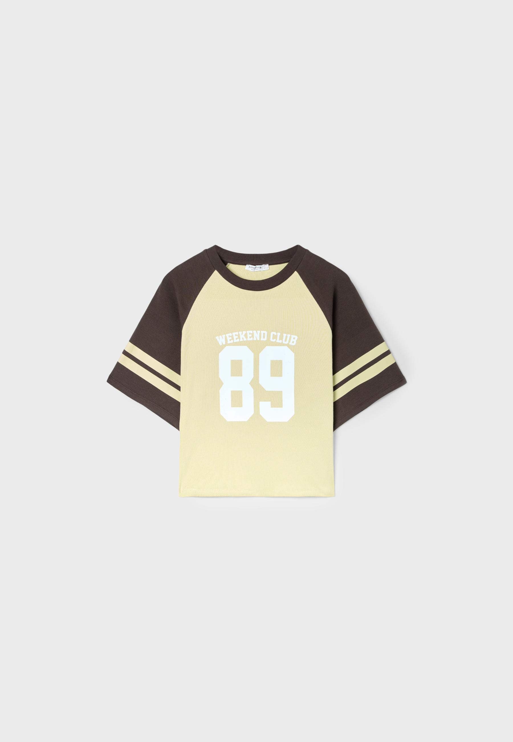 Raglan T-shirt with graphic print — Khaki