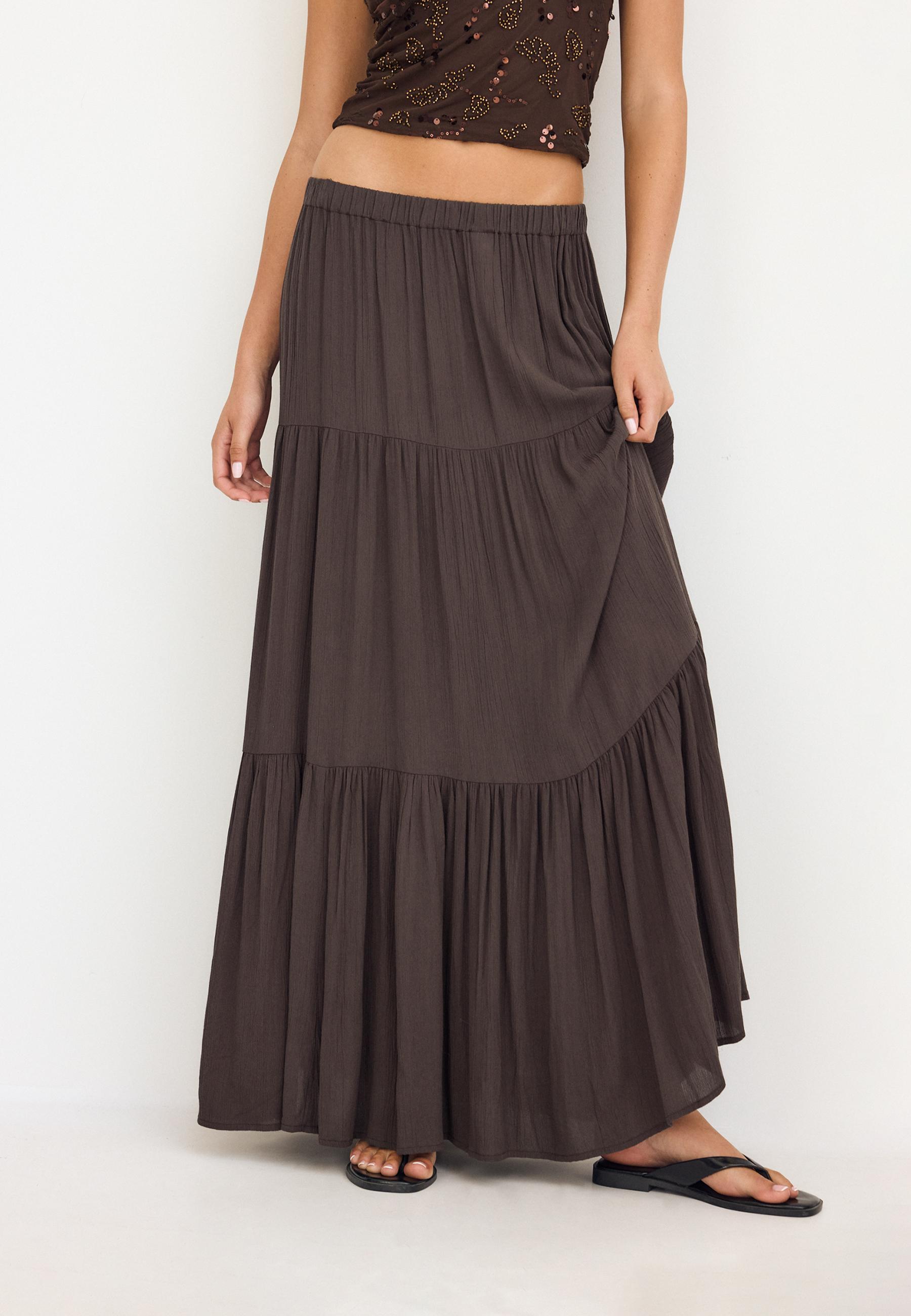 Stradivarius Μίντι Φούστα Boho Καφέ M