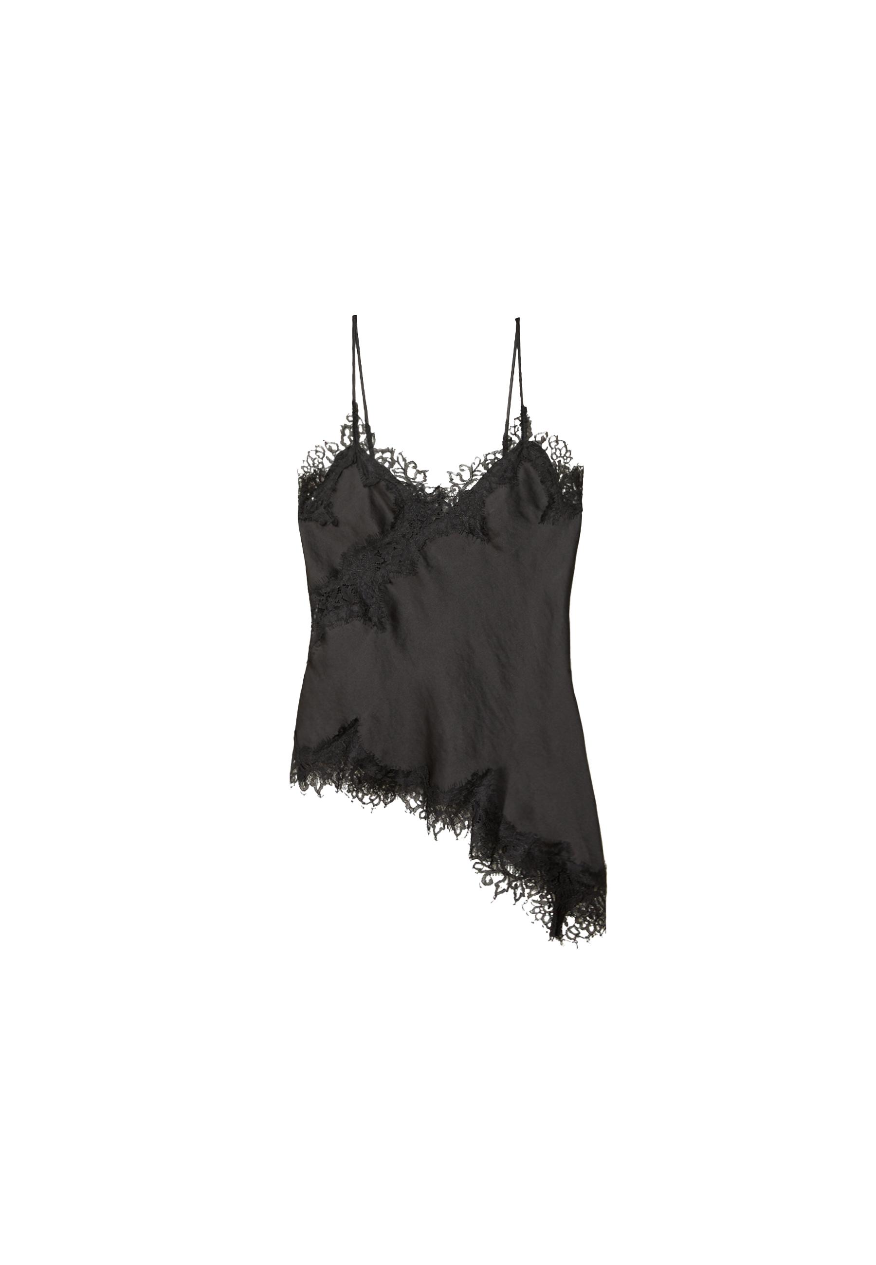 Asymmetric lace camisole top — Black