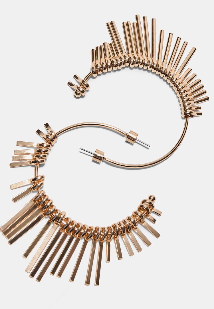 Stradivarius Μακριά Σκουλαρίκια Κρίκοι Χρυσαφί Os φωτογραφία