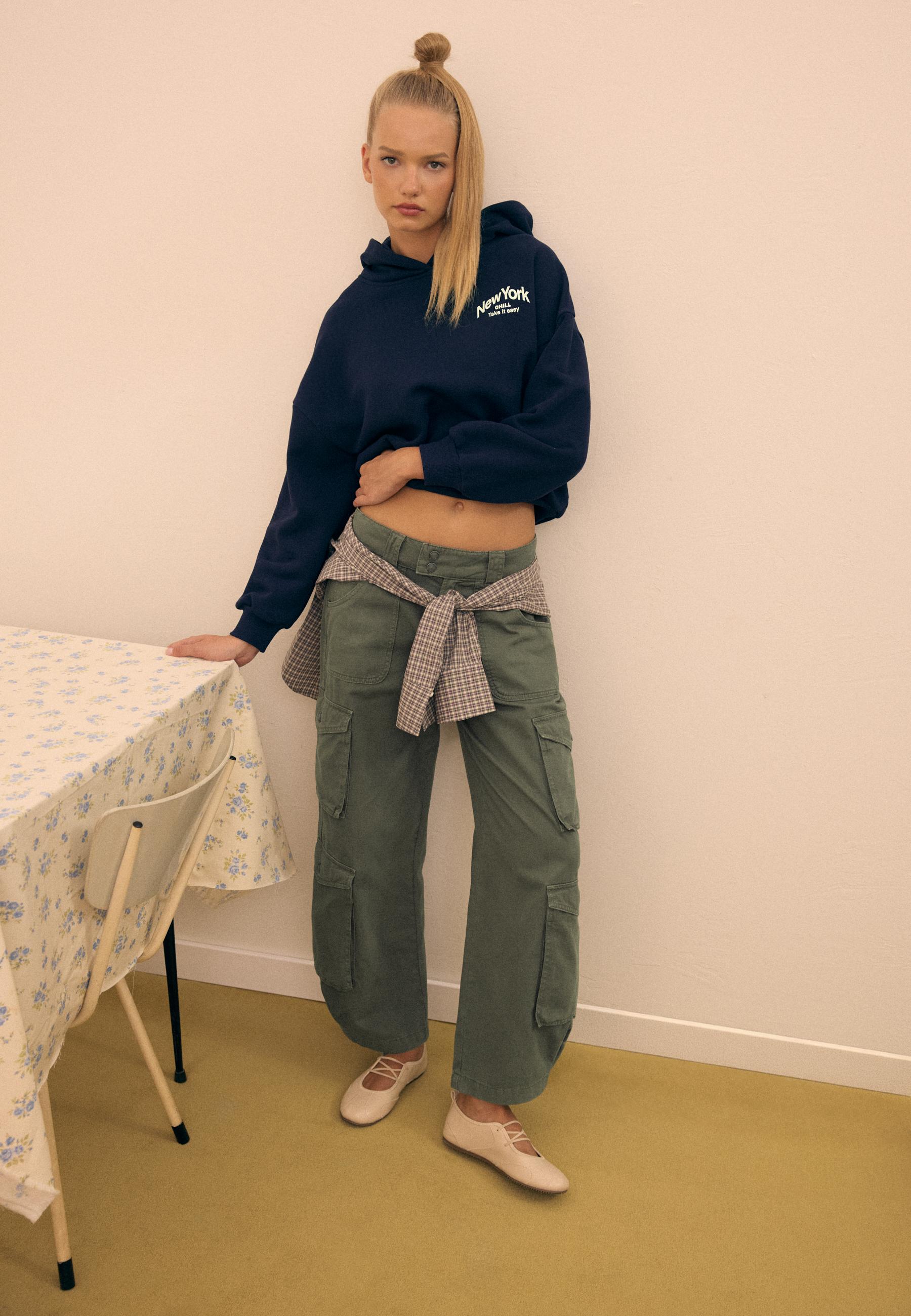 Stradivarius Straight fit kargo pantolon görsel 7