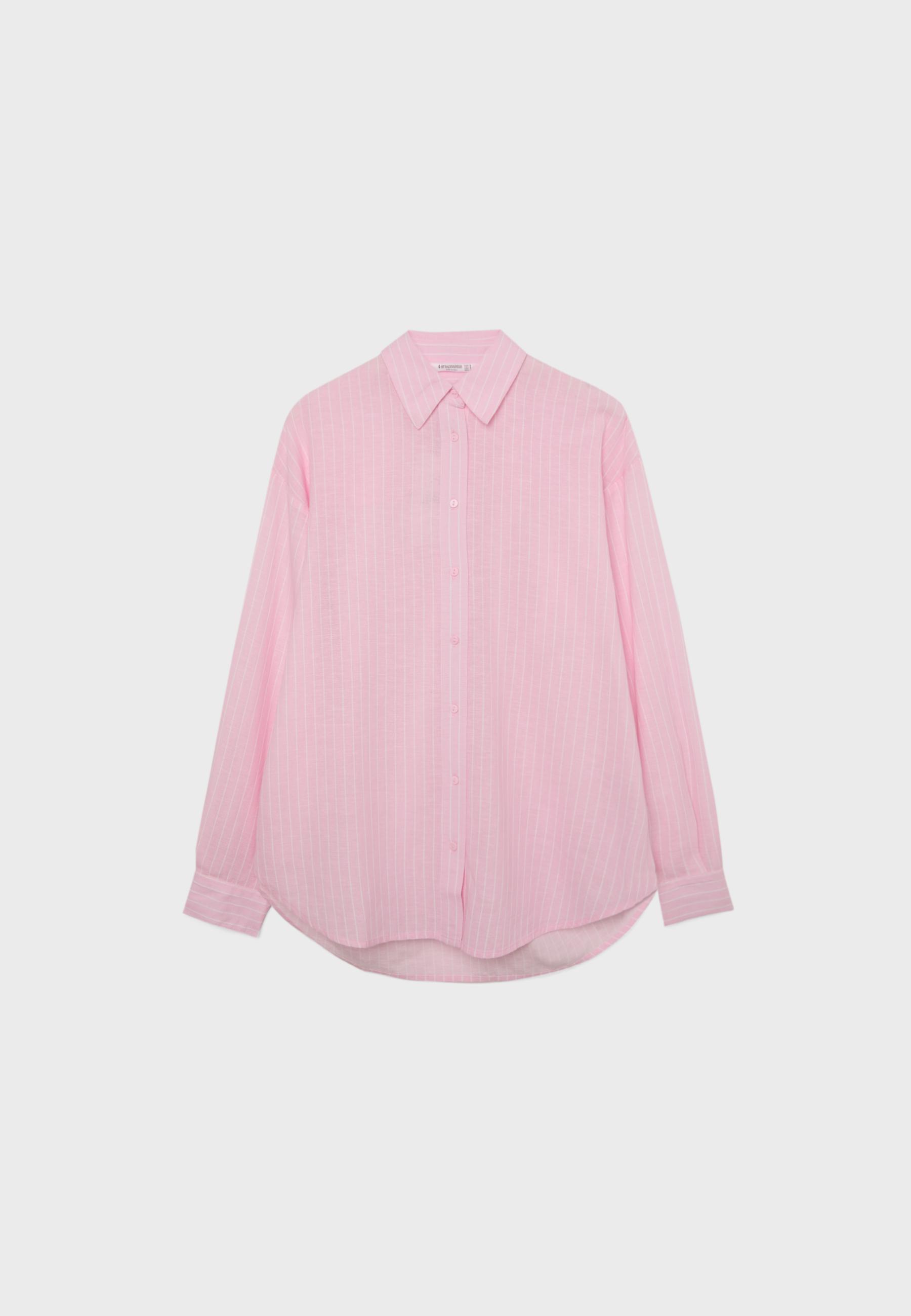 Linen-effect shirt — Dusty rose
