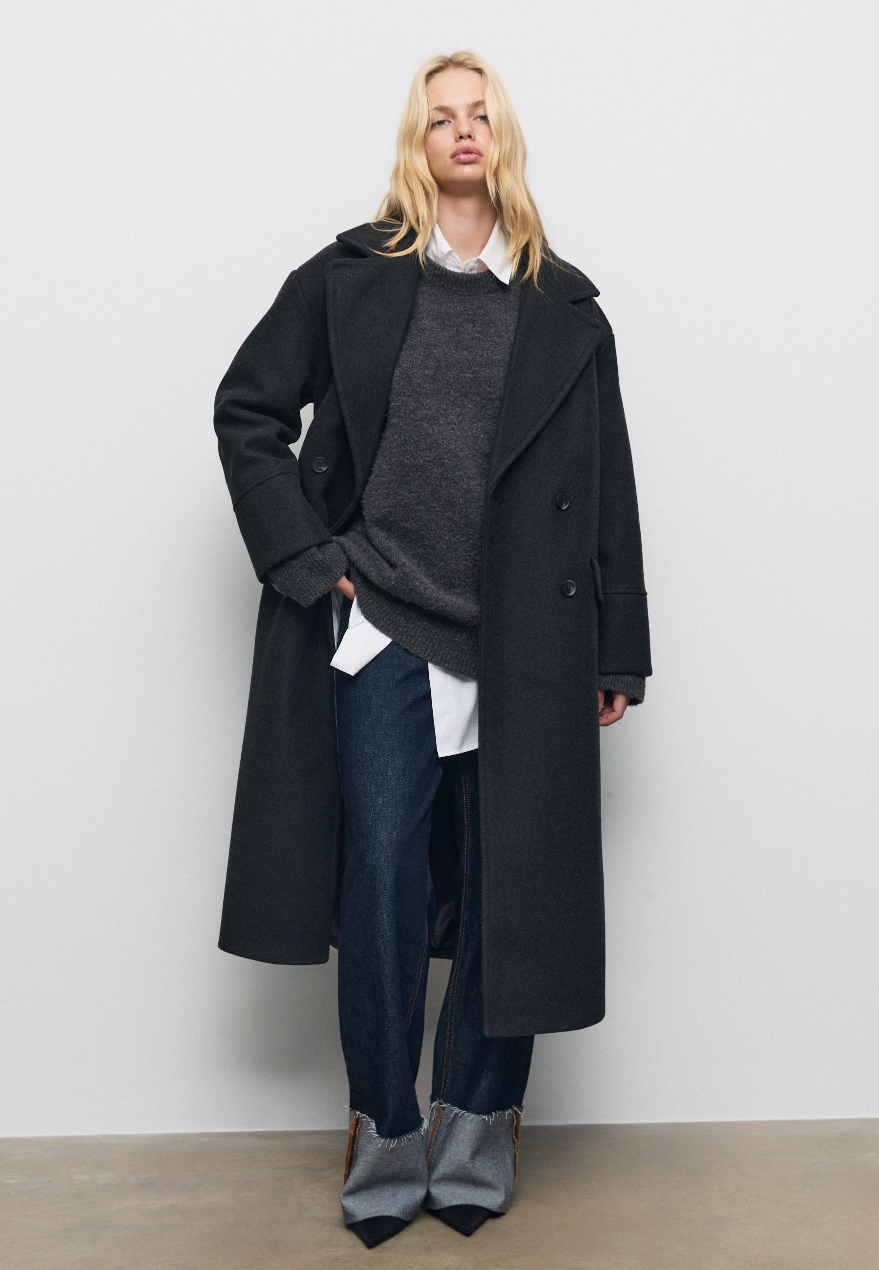 Oversize soft-touch coat — Dark grey