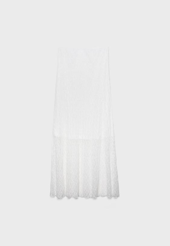 Büzgülü dantel midi etek - Görsel 8