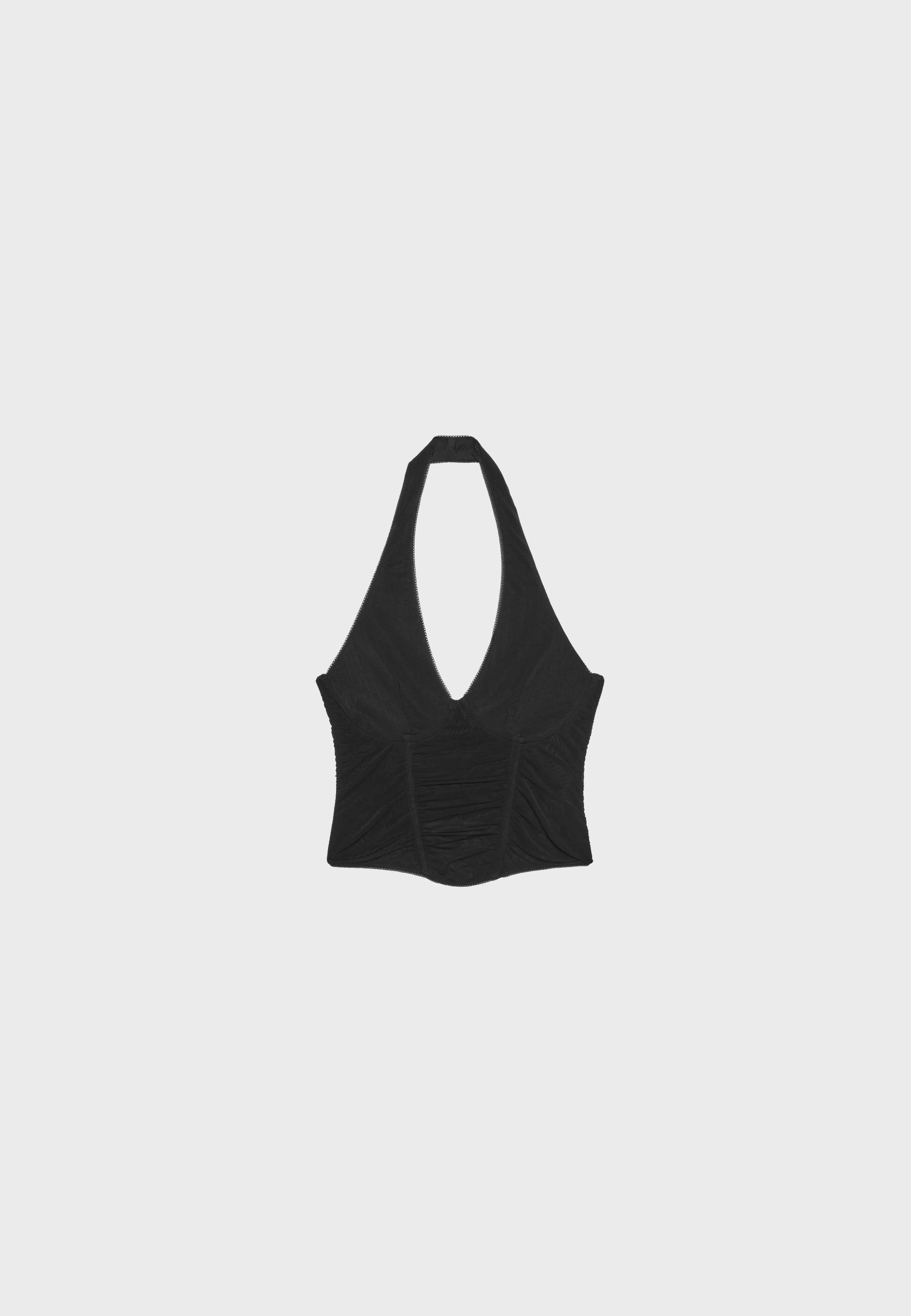 Mesh halter bodice top — Black