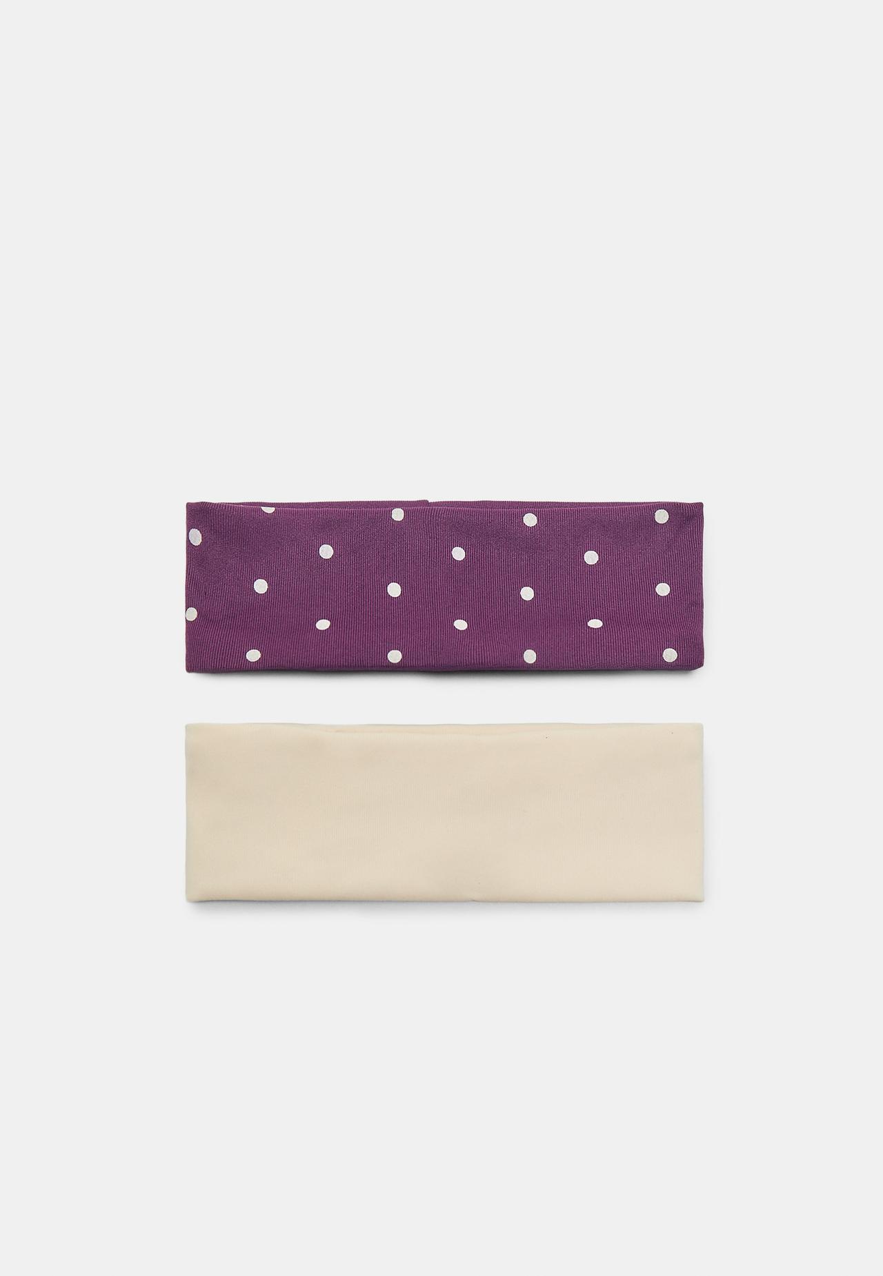 Set of 2 polka dot elasticated hair bands — Ecru