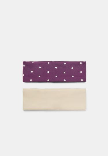 Set of 2 polka dot elasticated hair bands — Ecru 2