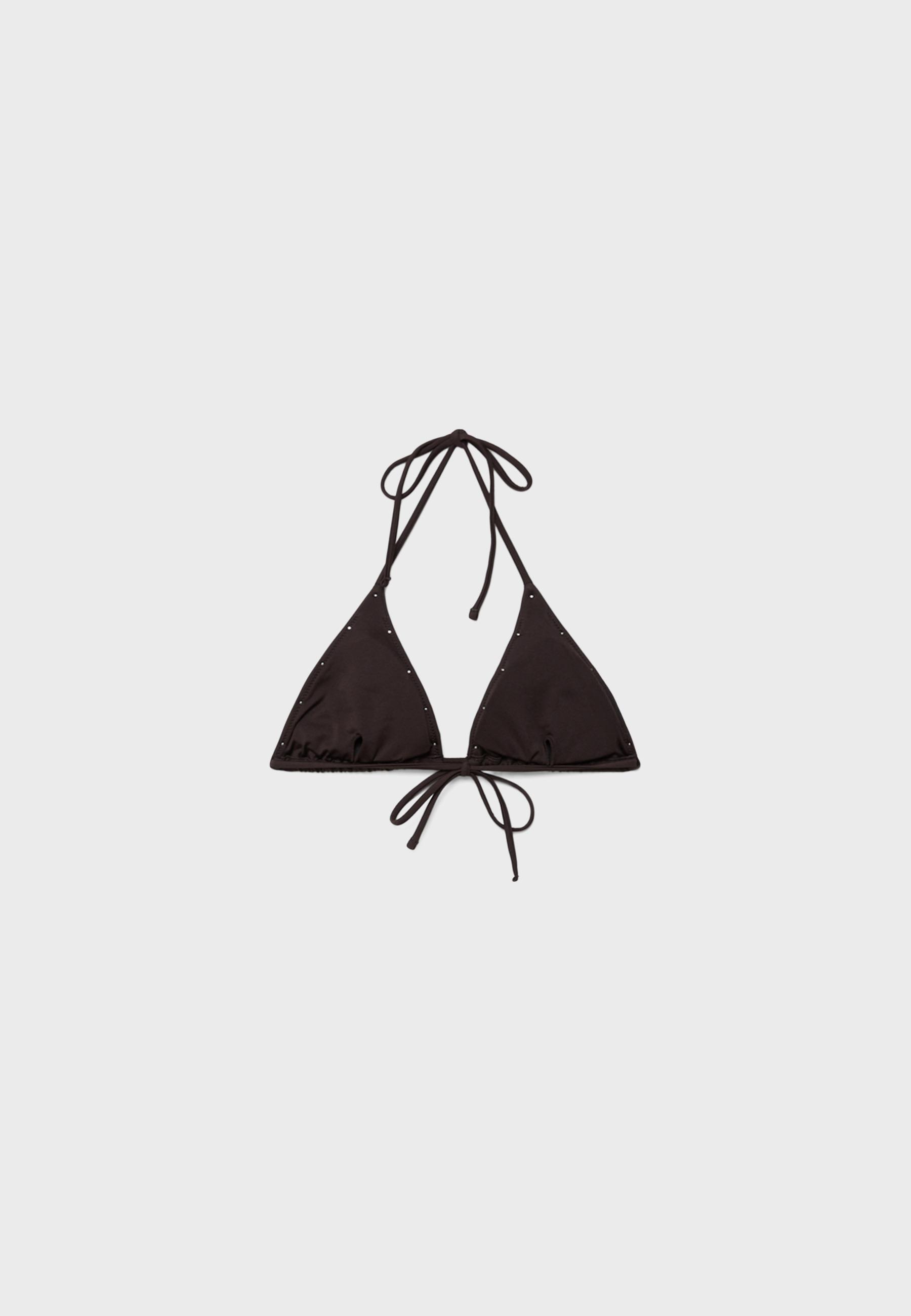 Studded triangle bikini top — Brown