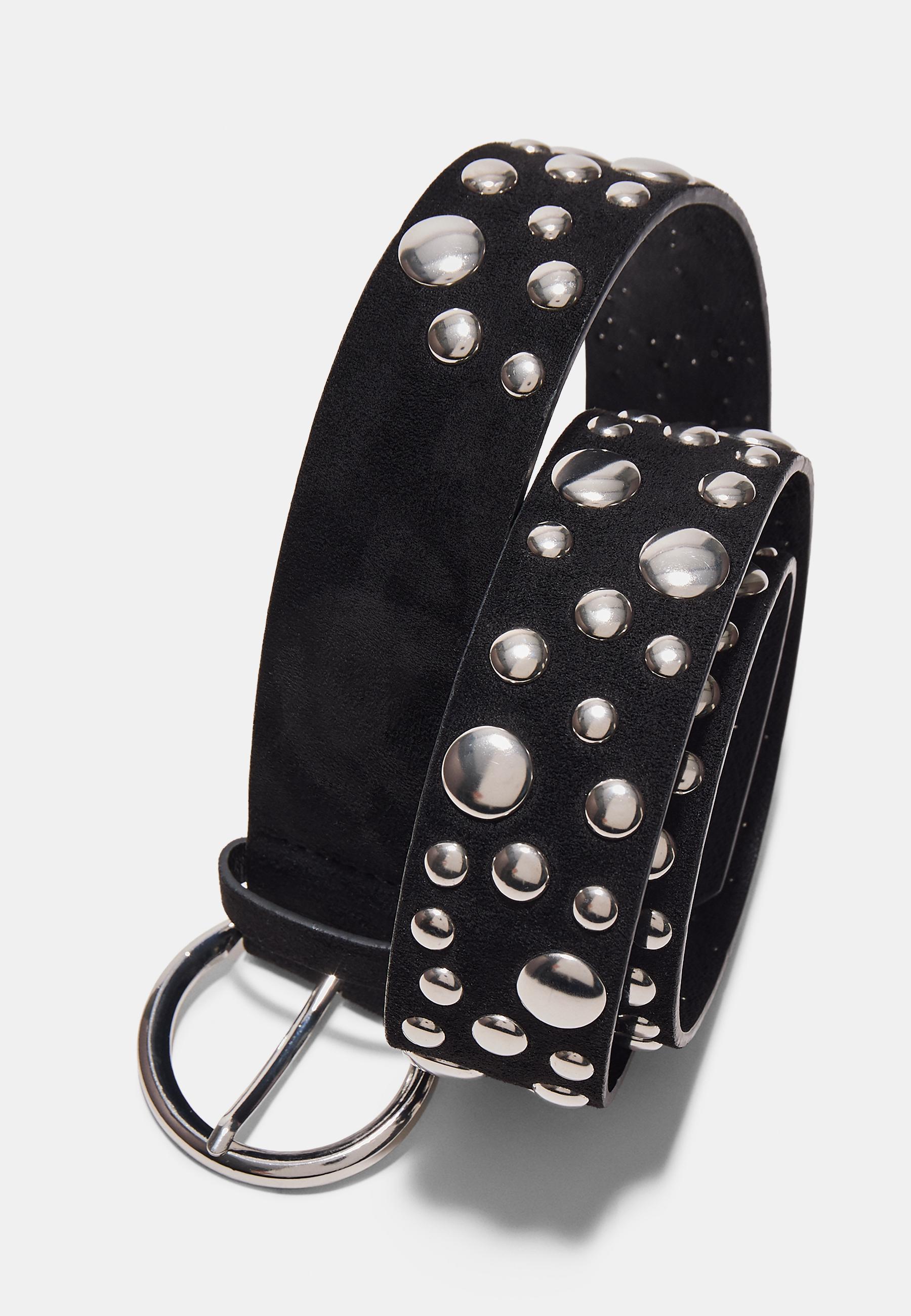 Belt with irregular multi-studs — Black