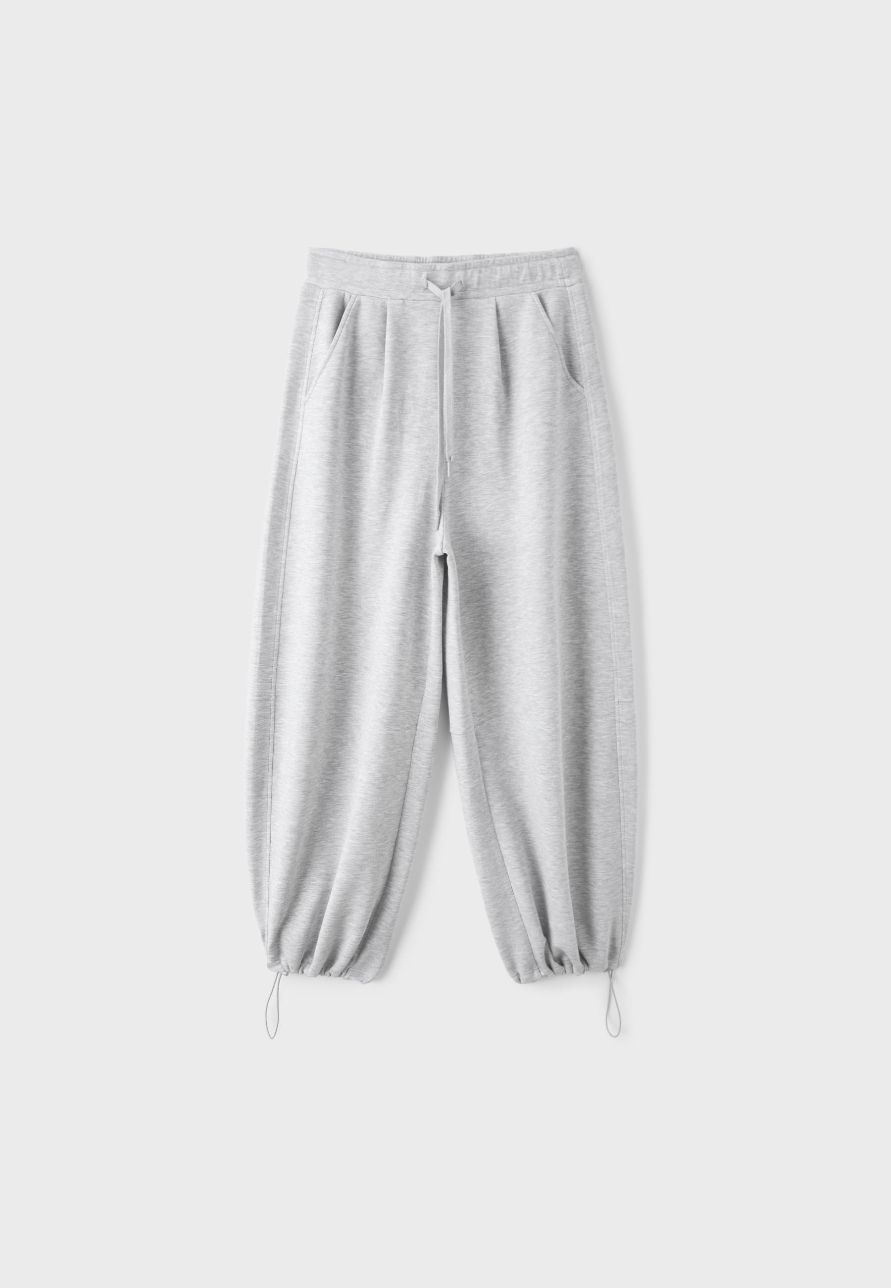 Soft-touch barrel joggers with stoppers — Grey melange