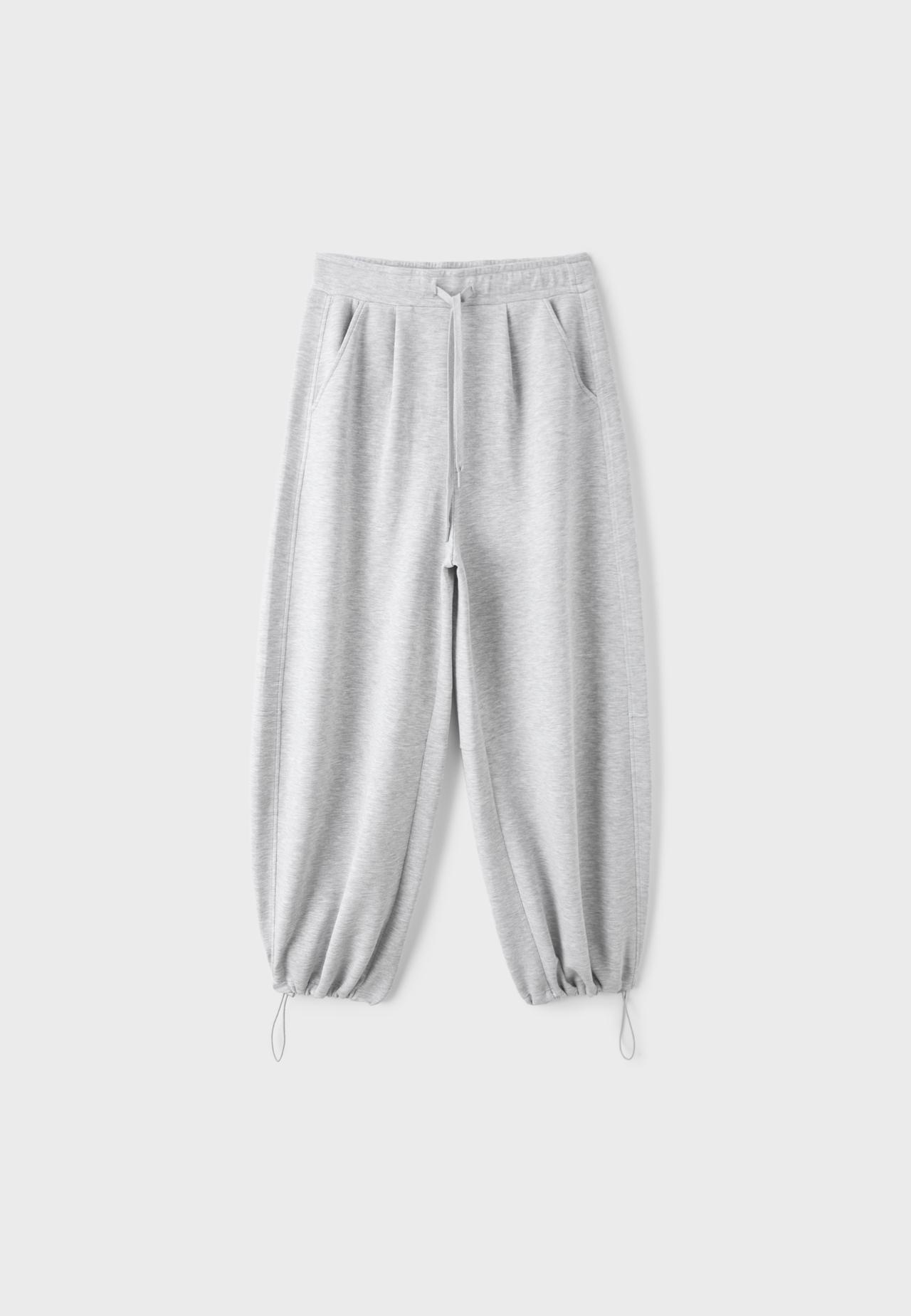 Soft-touch barrel jogger trousers with stoppers — Grey melange